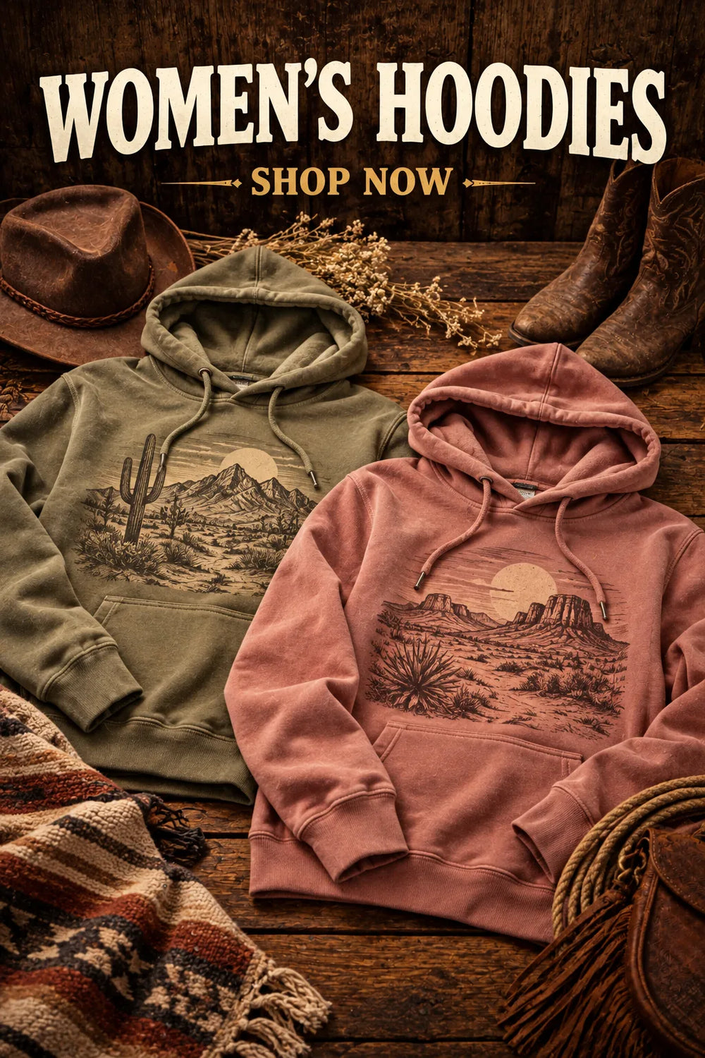 Women's Hoodies — rustic Western collection artwork