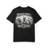 Ranch First T-Shirt — 'Ranch First. Rest Later.' Vintage Farmwork Tee