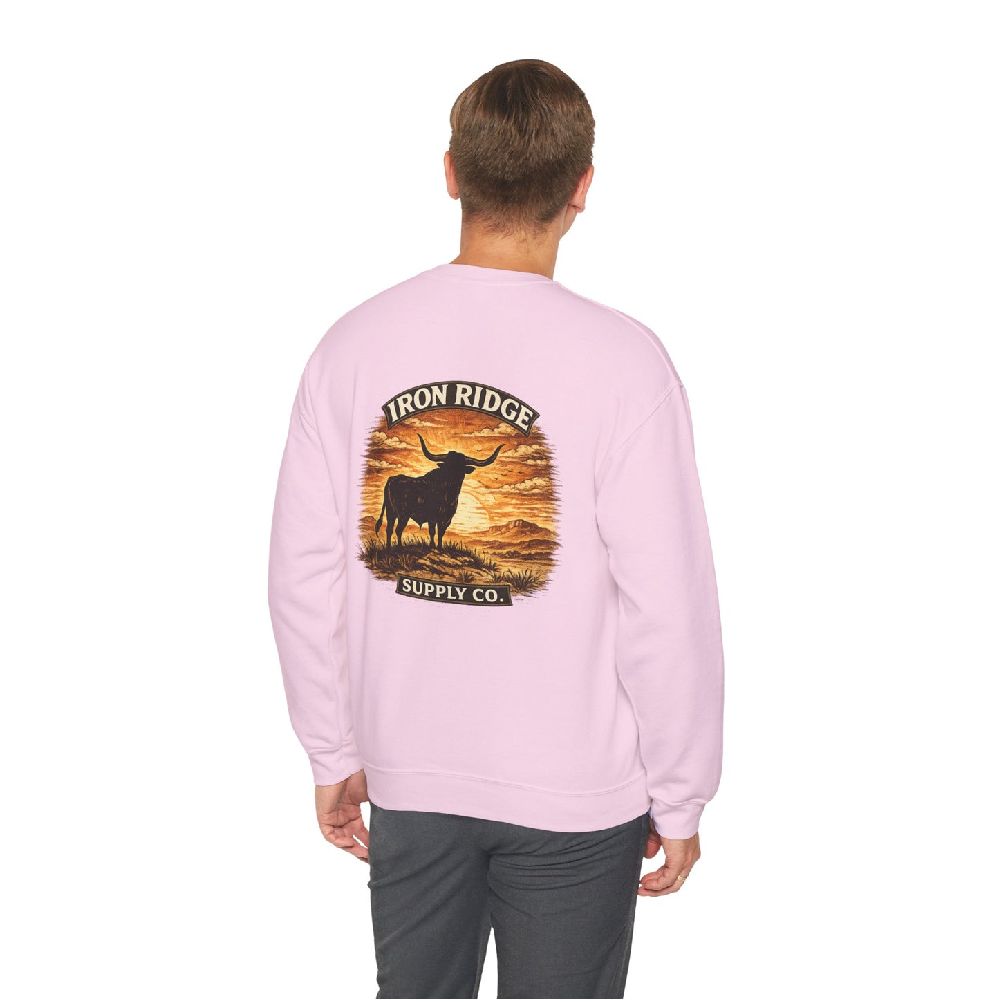 Sweatshirt — Iron Ridge Supply Co. Longhorn Crewneck (Western Sunset)