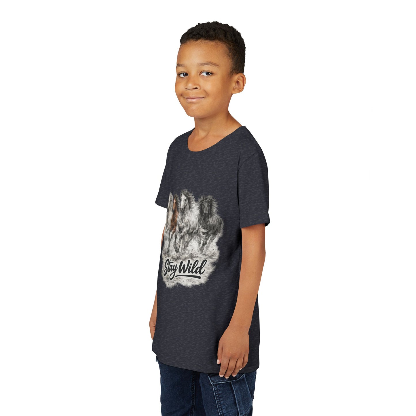 Youth Tee — 'Stay Wild' Galloping Horses Graphic Shirt