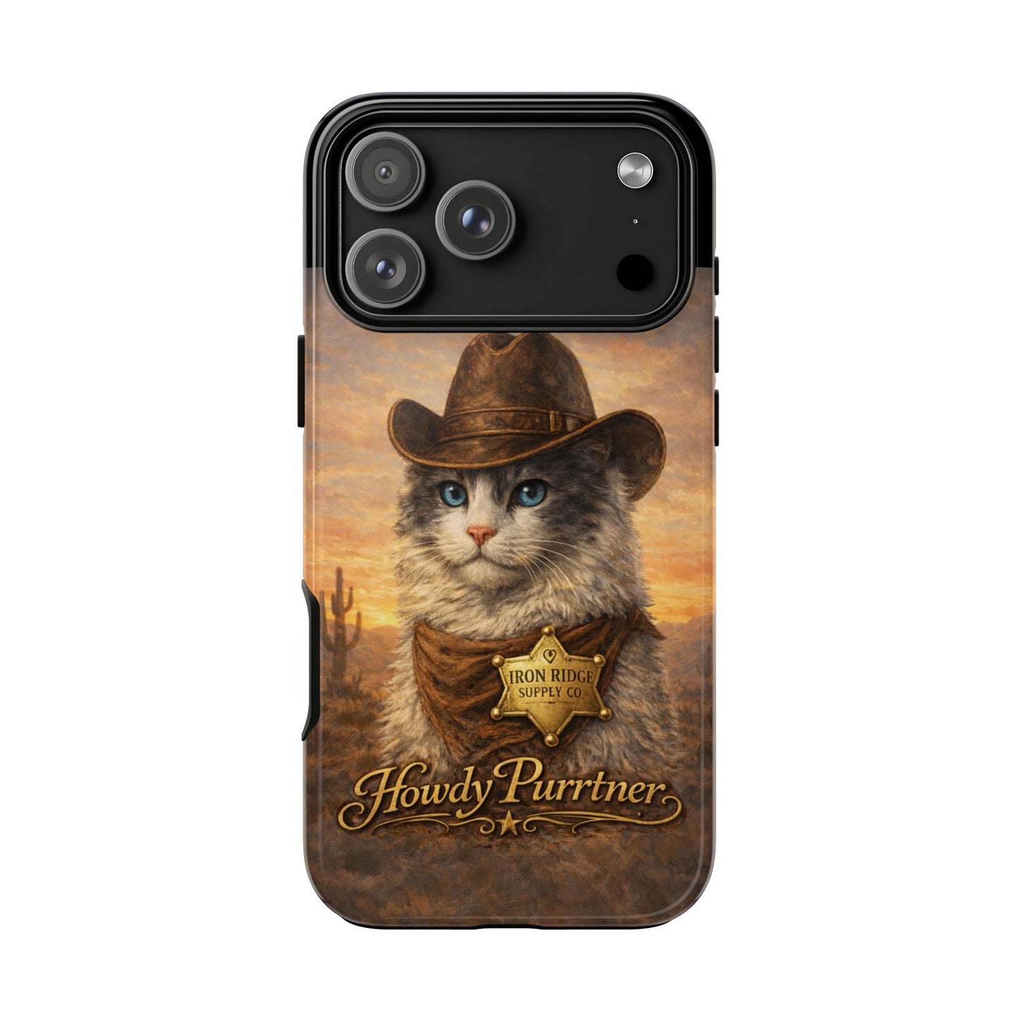 Cowboy Cat iPhone Case – "Howdy Purrrtner" Western Phone Cover