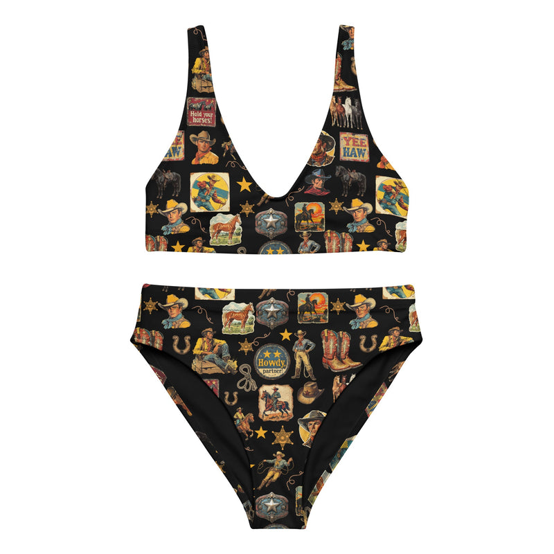 Yeehaw Vintage Cowboy Collage Bikini