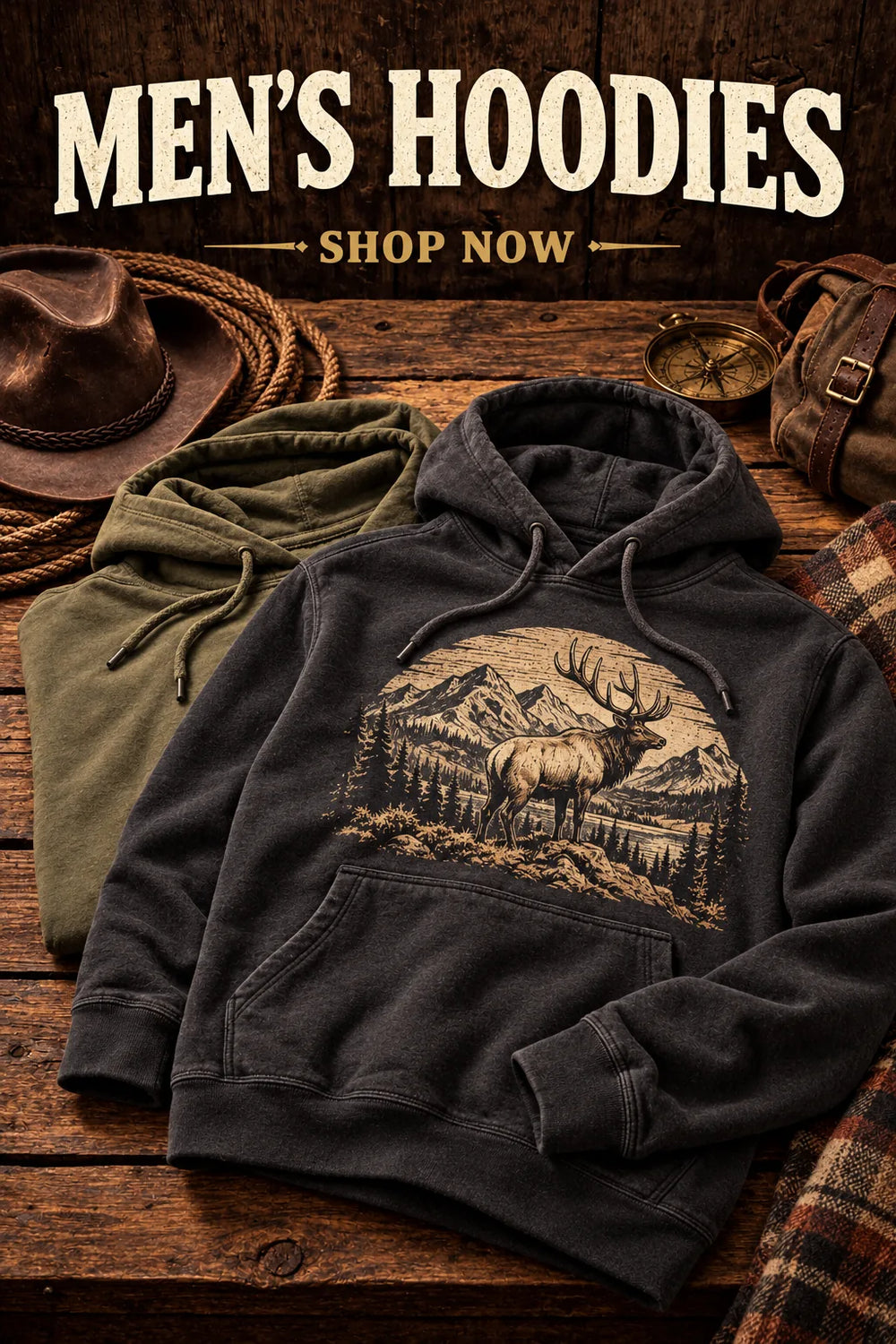 Men's Hoodies — rustic Western collection artwork