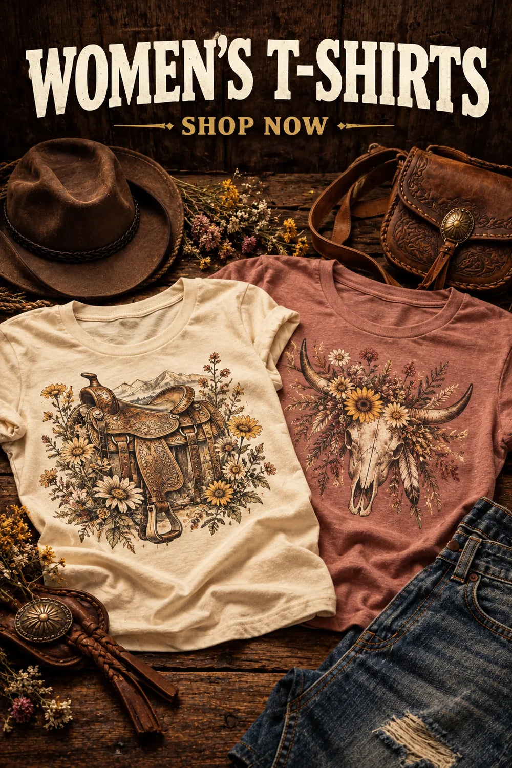 Women's T-shirts — rustic Western collection artwork