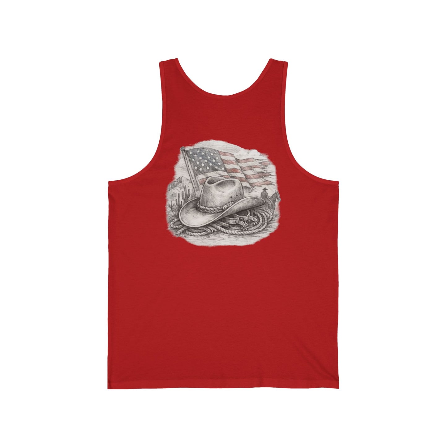 American Cowboy Tank Top — Vintage Flag & Hat Patriotic Western Tank