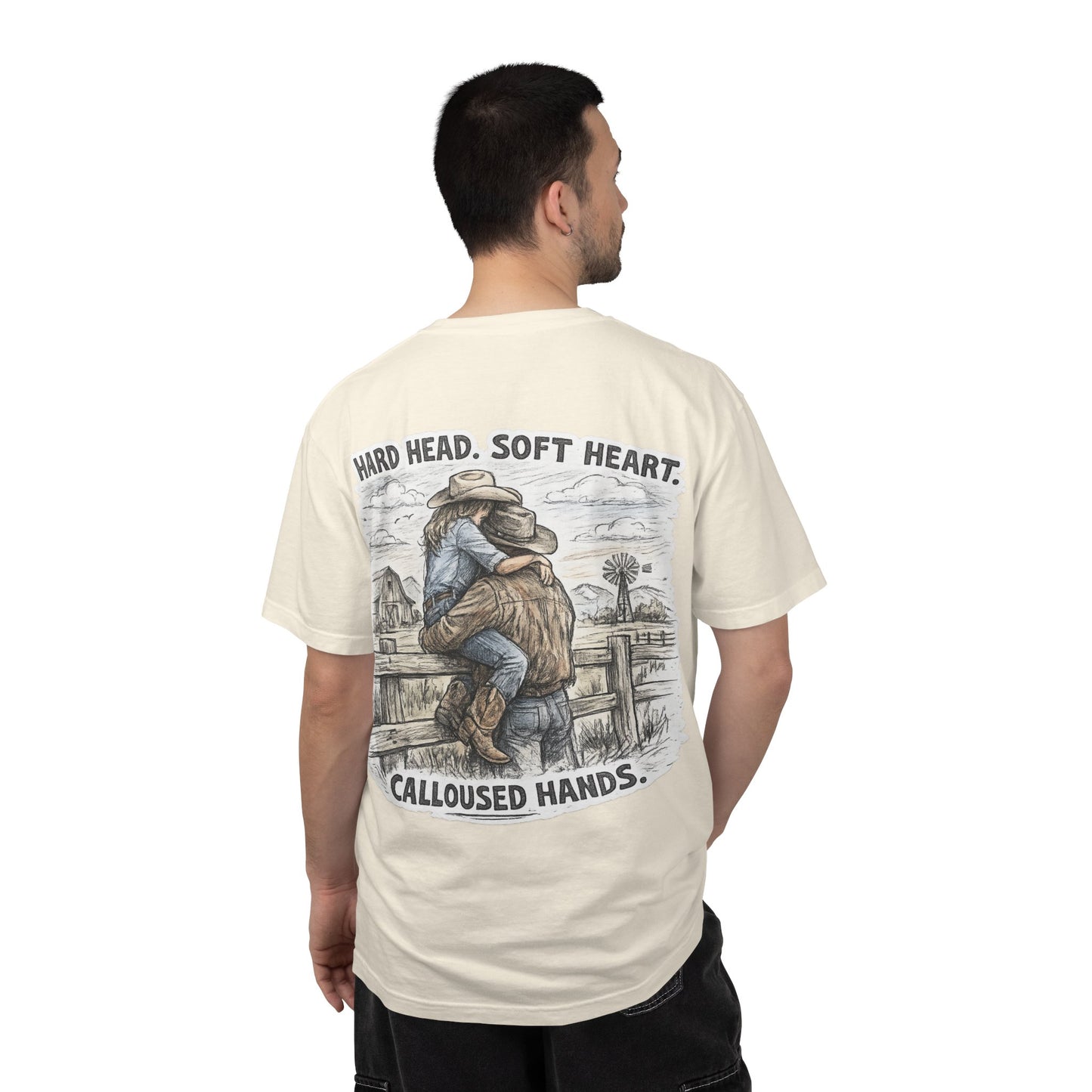 Cowboy Spouse T-Shirt — "Hard Head. Soft Heart. Calloused Hands." Rustic Western Tee
