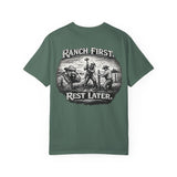 Ranch First T-Shirt — 'Ranch First. Rest Later.' Vintage Farmwork Tee