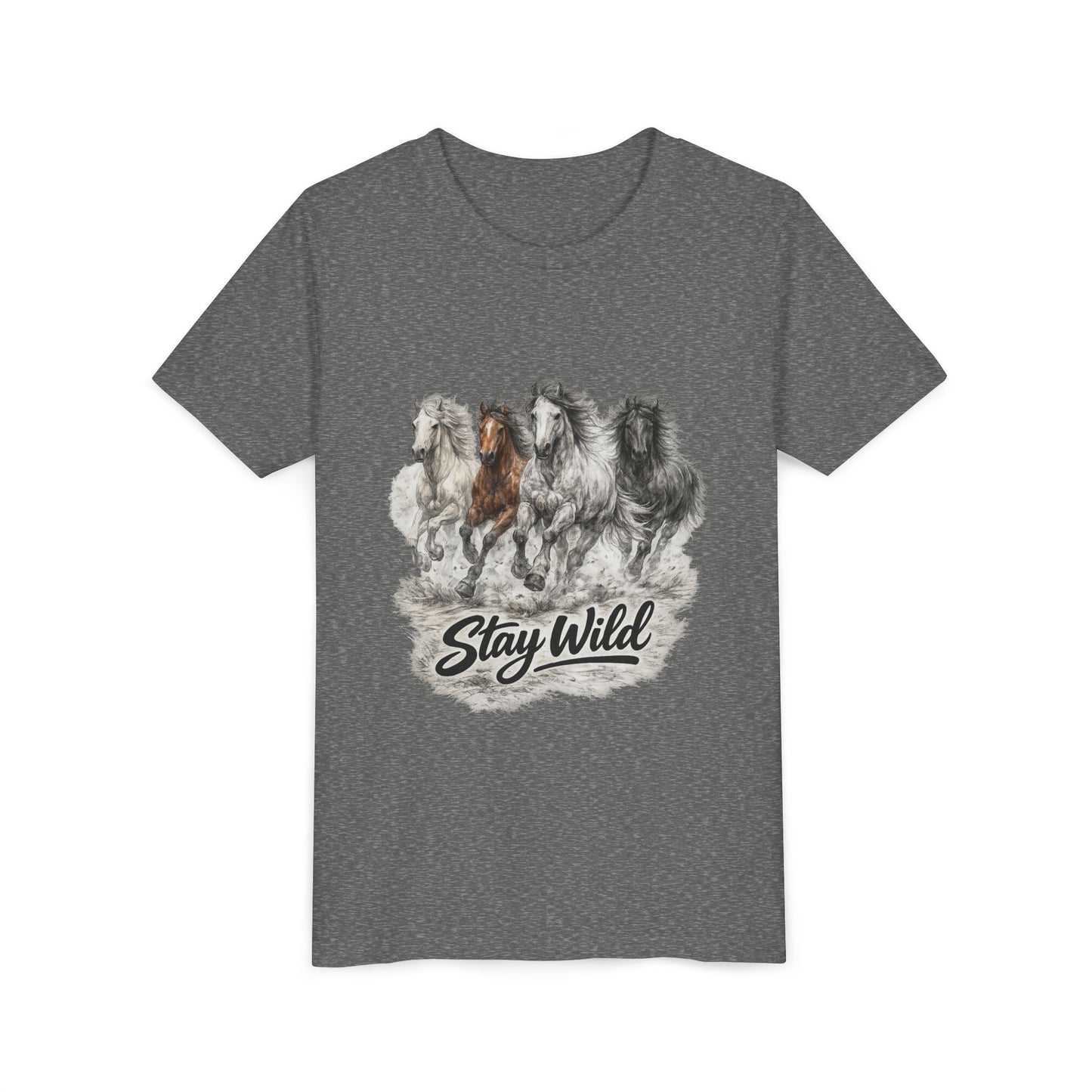 Youth Tee — 'Stay Wild' Galloping Horses Graphic Shirt