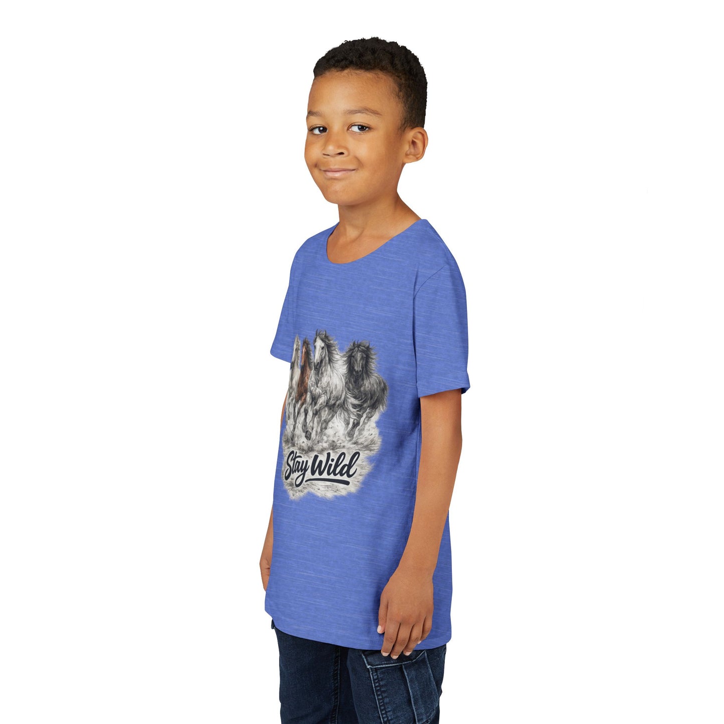Youth Tee — 'Stay Wild' Galloping Horses Graphic Shirt
