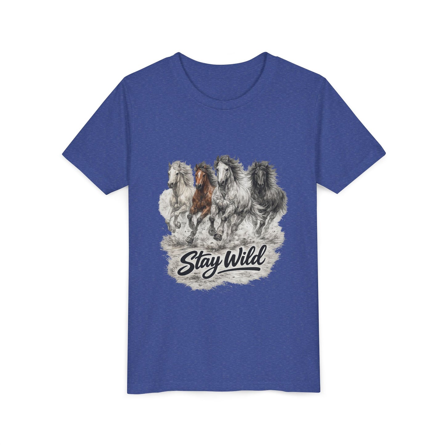 Youth Tee — 'Stay Wild' Galloping Horses Graphic Shirt