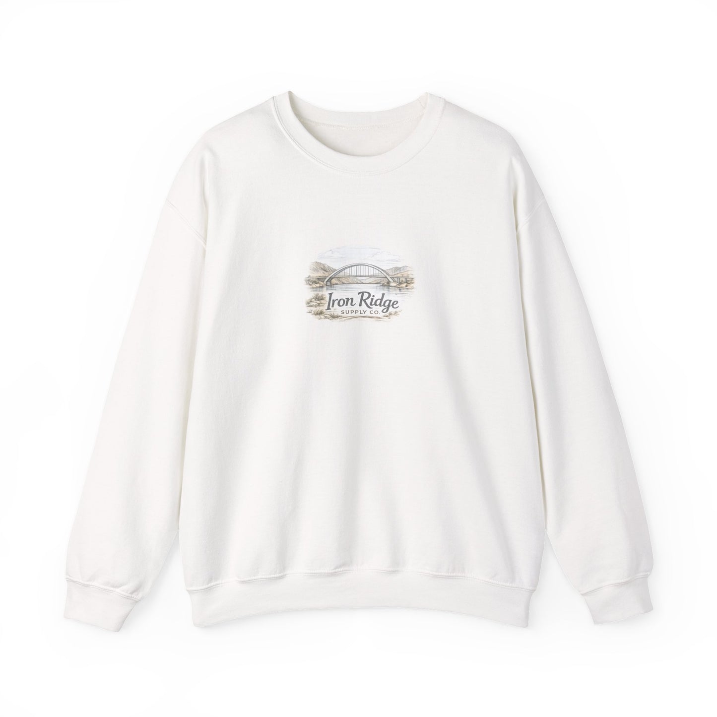 Roosevelt Lake Crewneck Sweatshirt — Scenic Iron Ridge Ski Boat Design