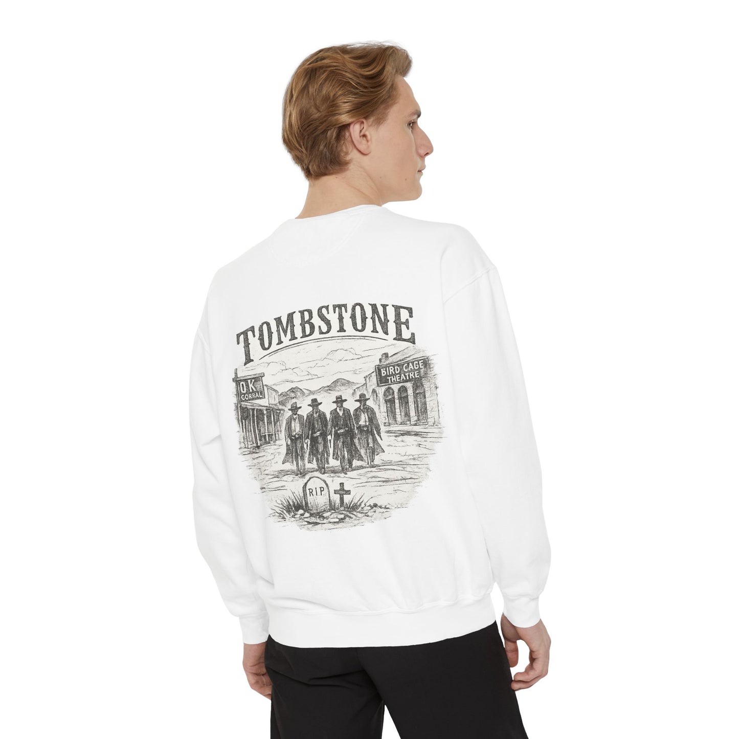 Tombstone Western Sweatshirt — Vintage Wild West Saloon Graphic