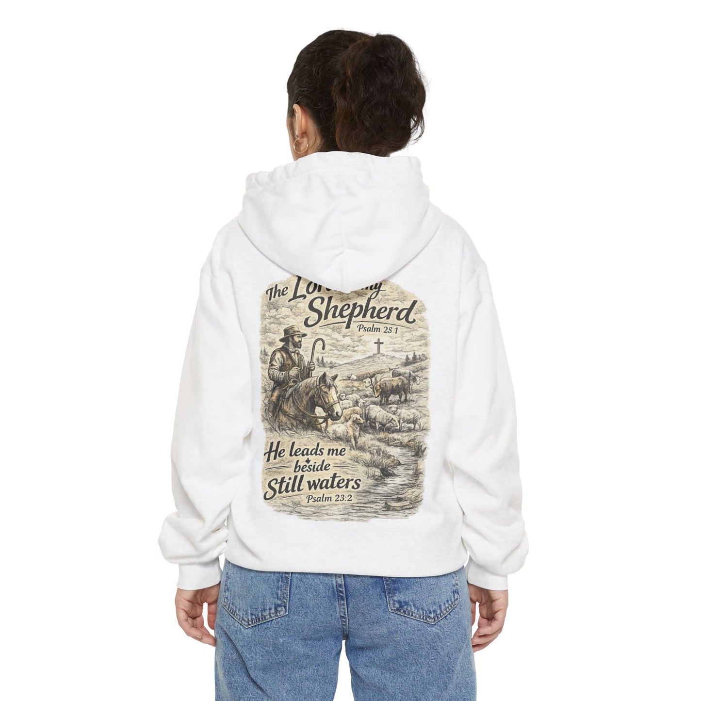 Christian Hoodie — “The Lord Is My Shepherd” Psalm 23 Shepherd Design