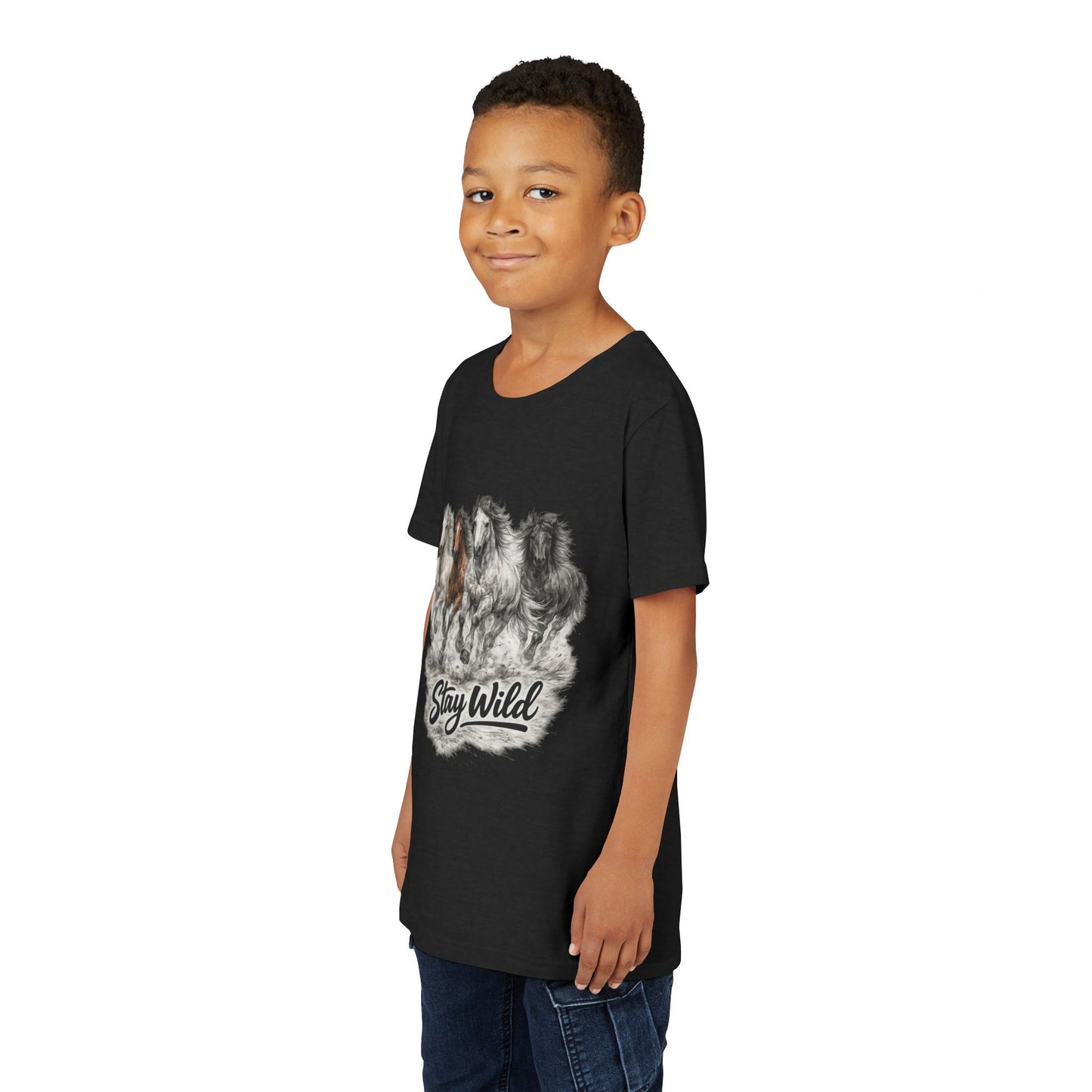 Youth Tee — 'Stay Wild' Galloping Horses Graphic Shirt