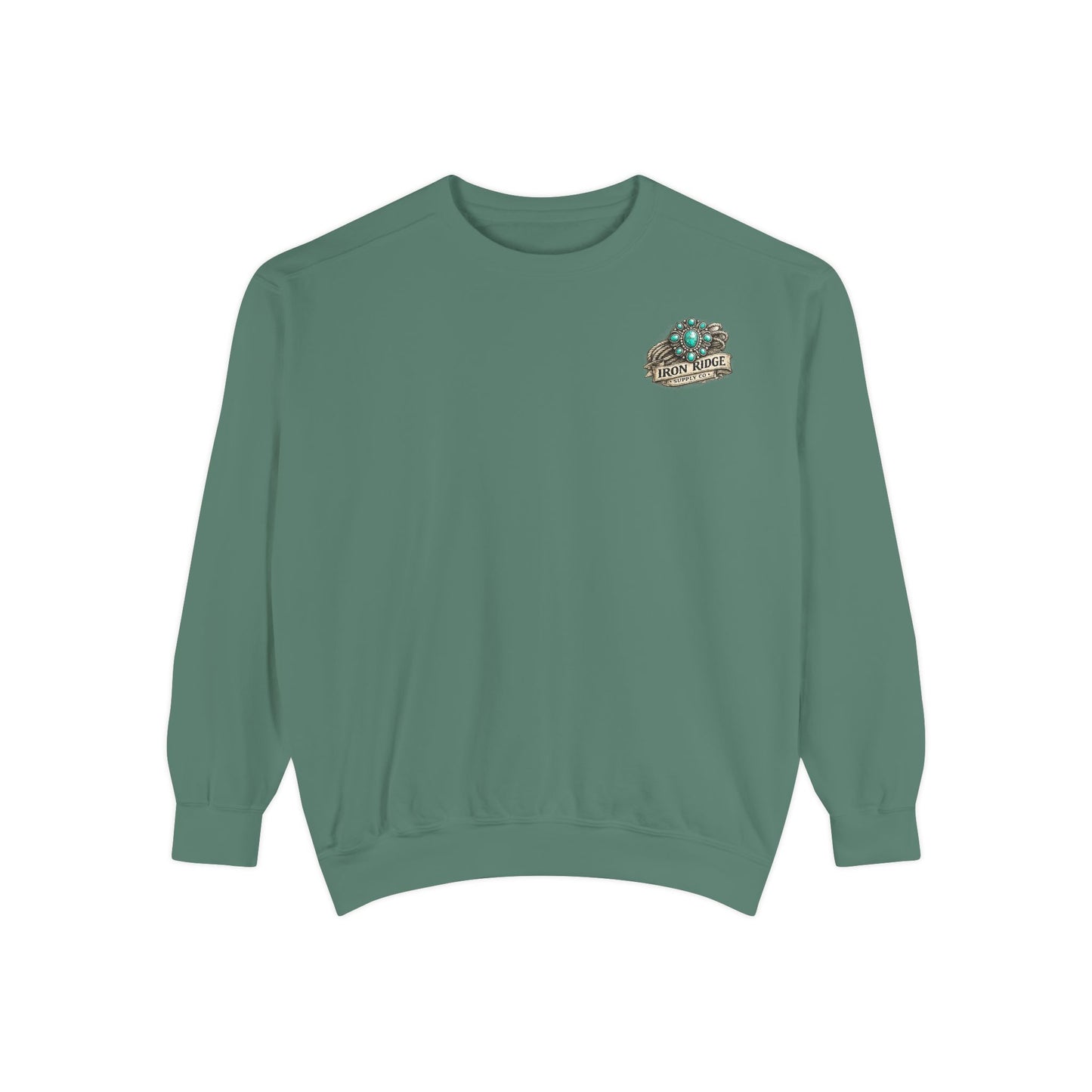 Turquoise Cowgirl Portrait Sweatshirt — Western Turquoise Necklace Graphic