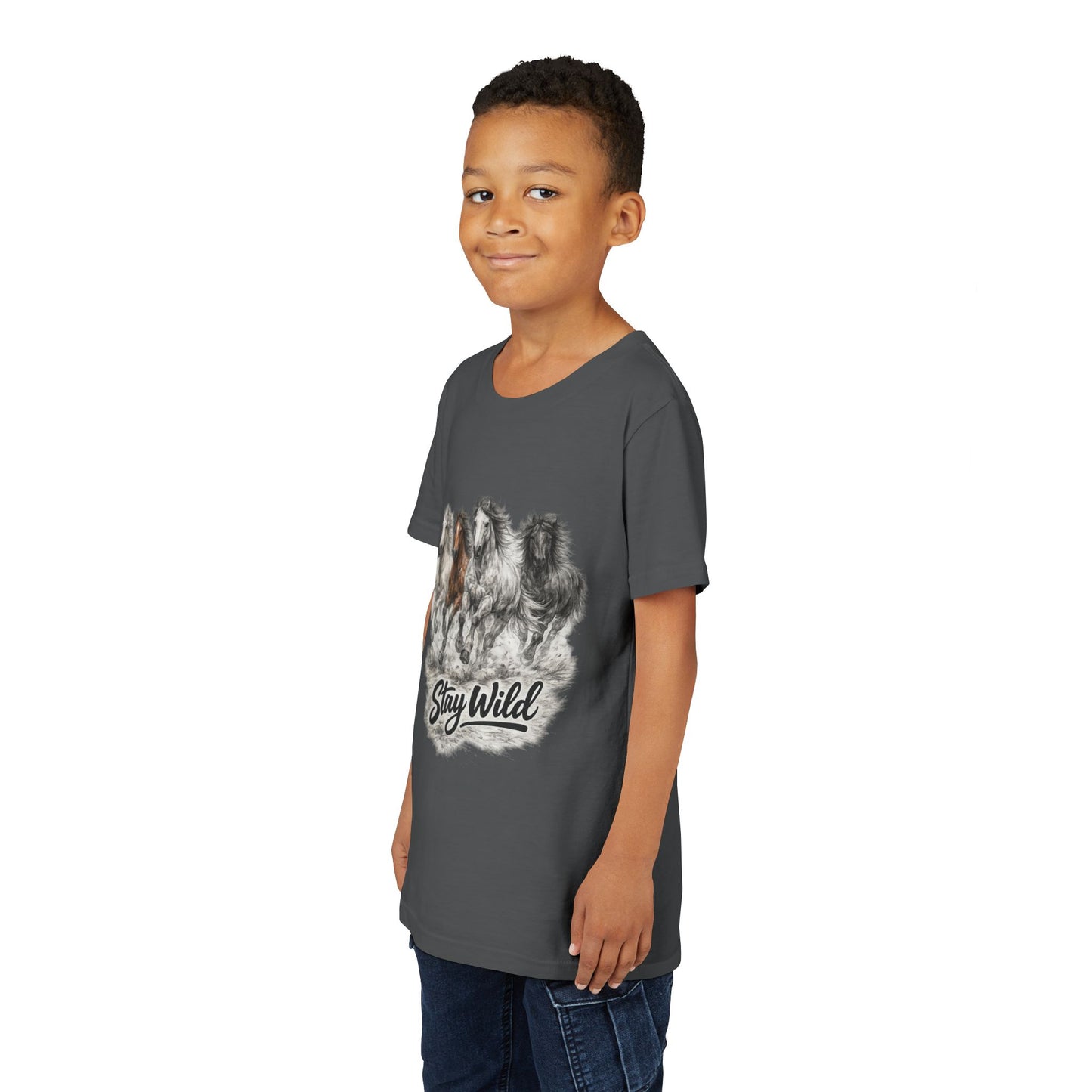 Youth Tee — 'Stay Wild' Galloping Horses Graphic Shirt