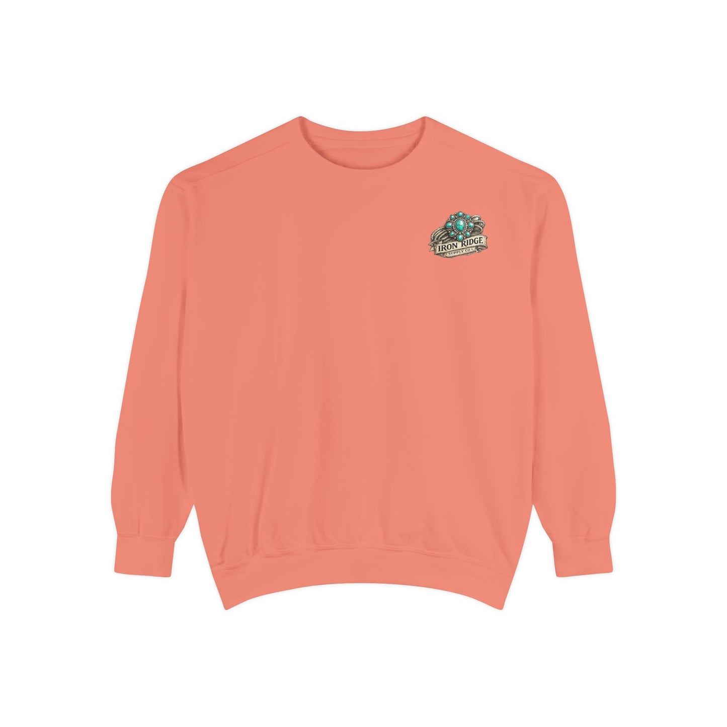 Turquoise Cowgirl Portrait Sweatshirt — Western Turquoise Necklace Graphic