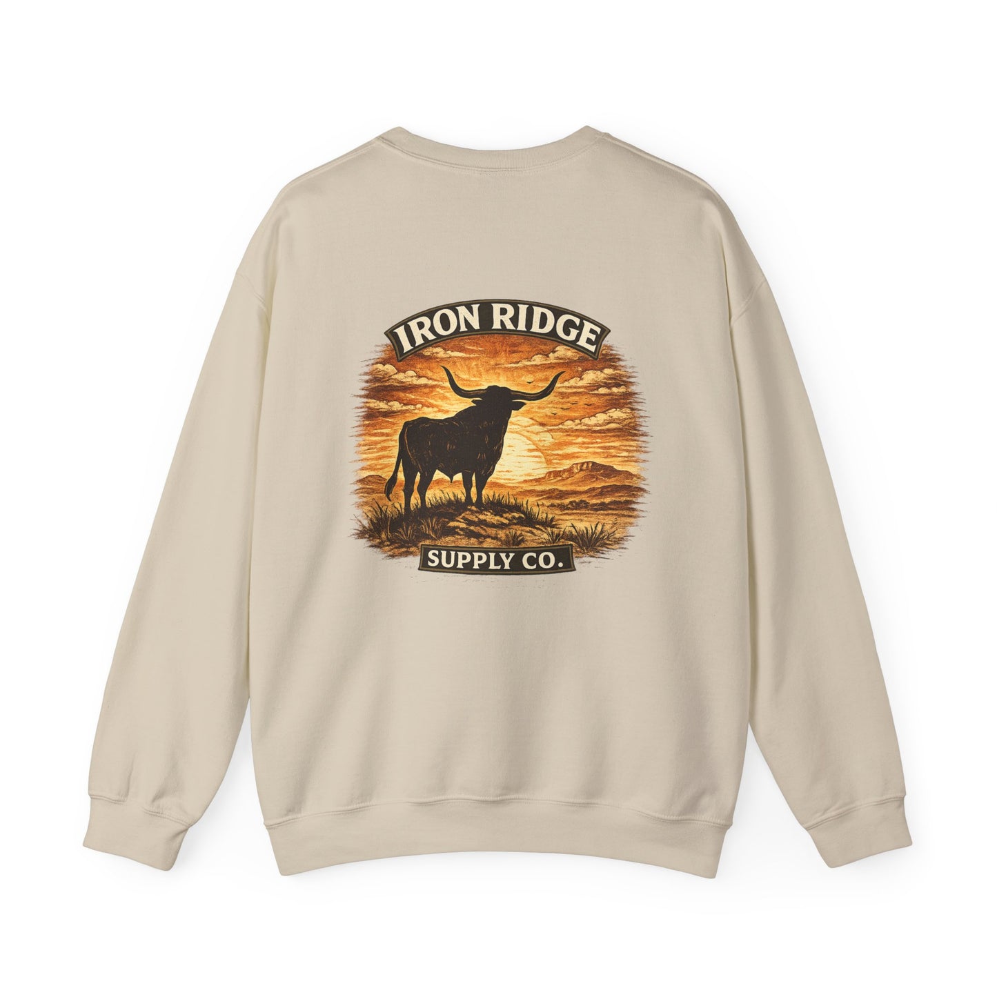 Sweatshirt — Iron Ridge Supply Co. Longhorn Crewneck (Western Sunset)