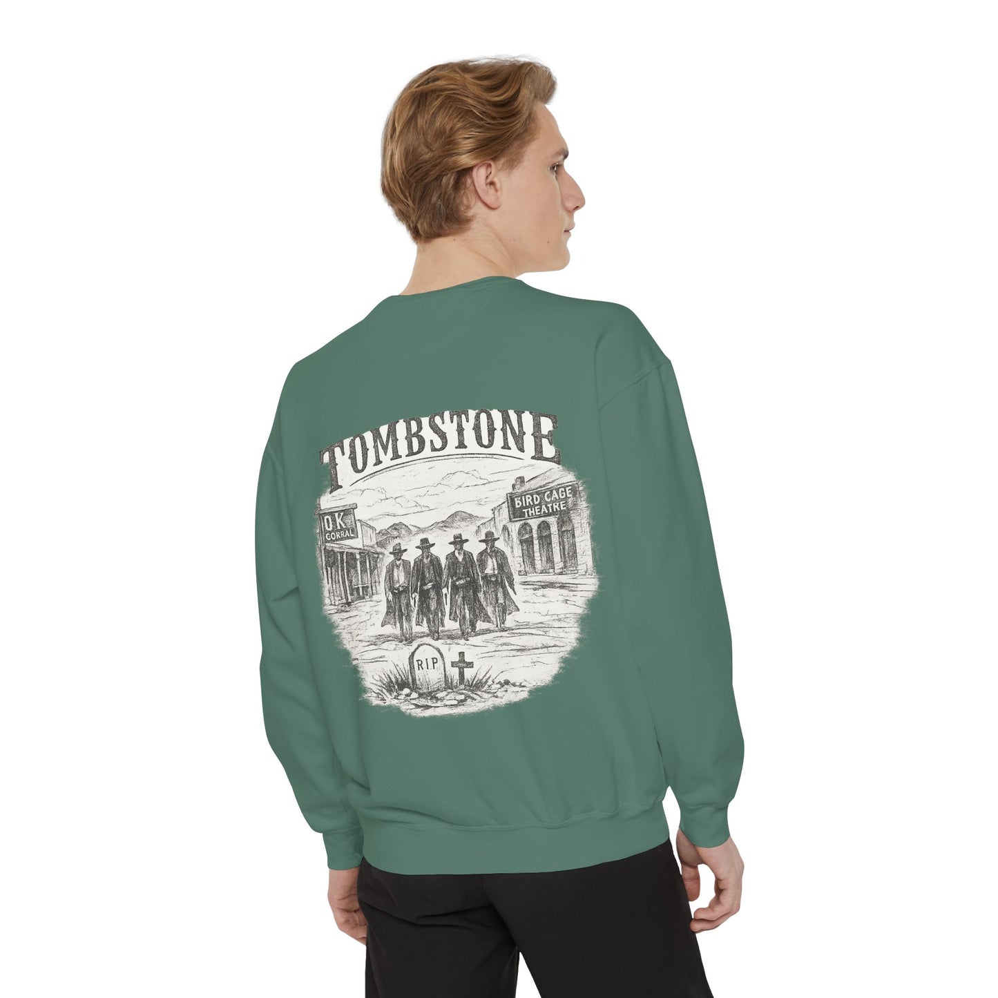 Tombstone Western Sweatshirt — Vintage Wild West Saloon Graphic