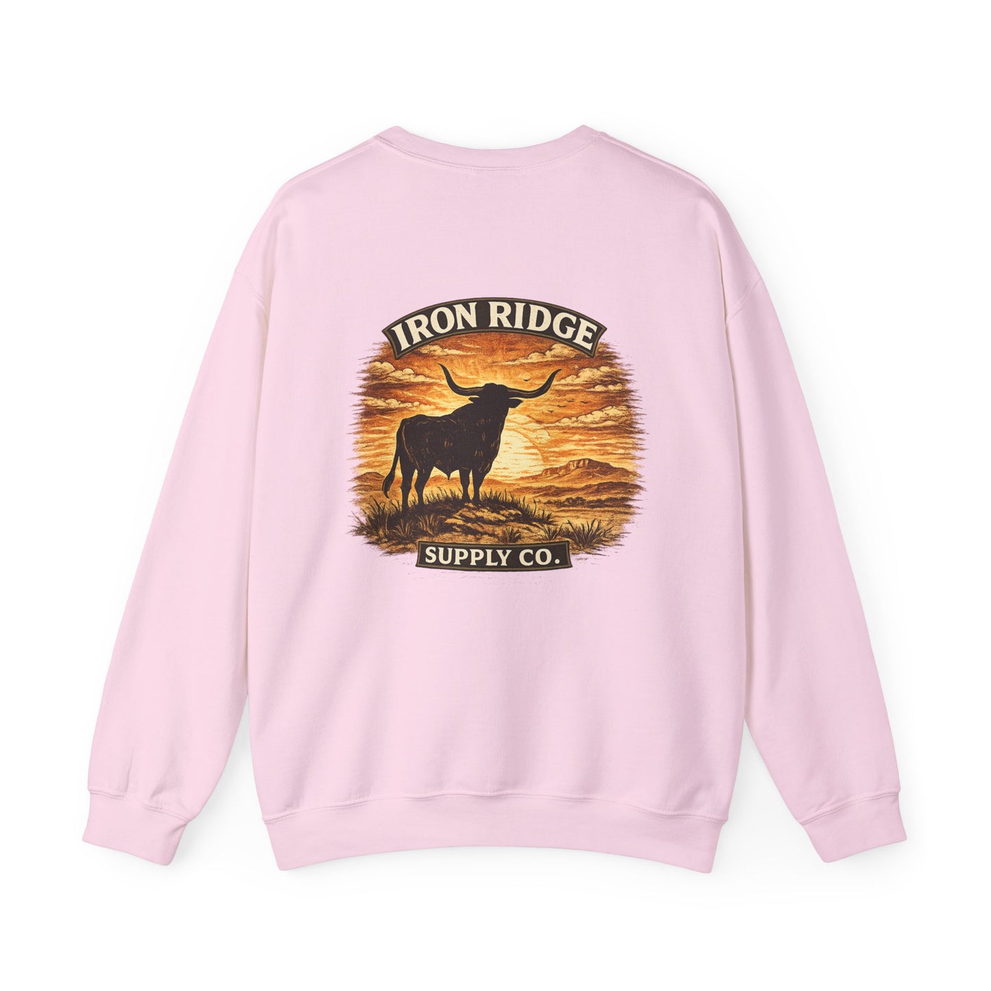 Sweatshirt — Iron Ridge Supply Co. Longhorn Crewneck (Western Sunset)