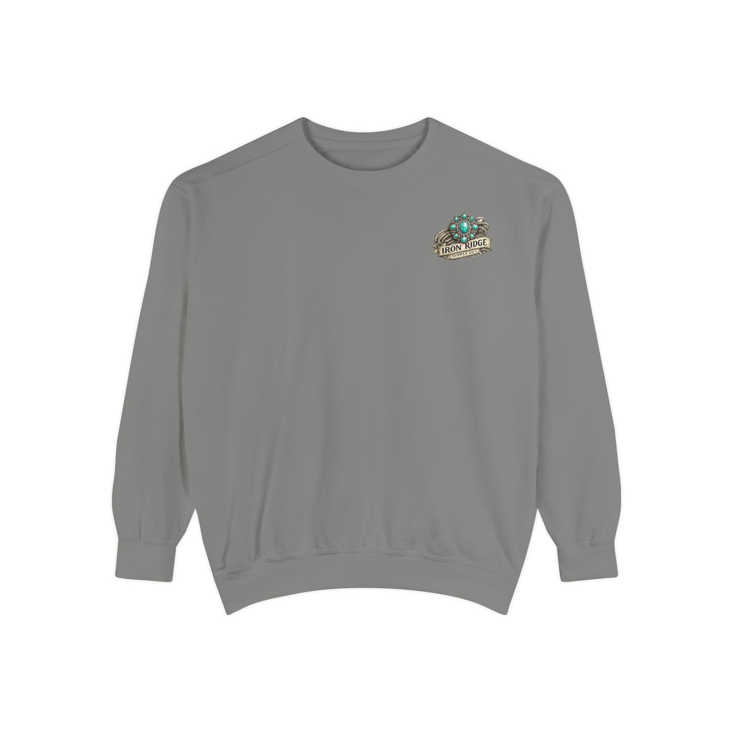 Turquoise Cowgirl Portrait Sweatshirt — Western Turquoise Necklace Graphic