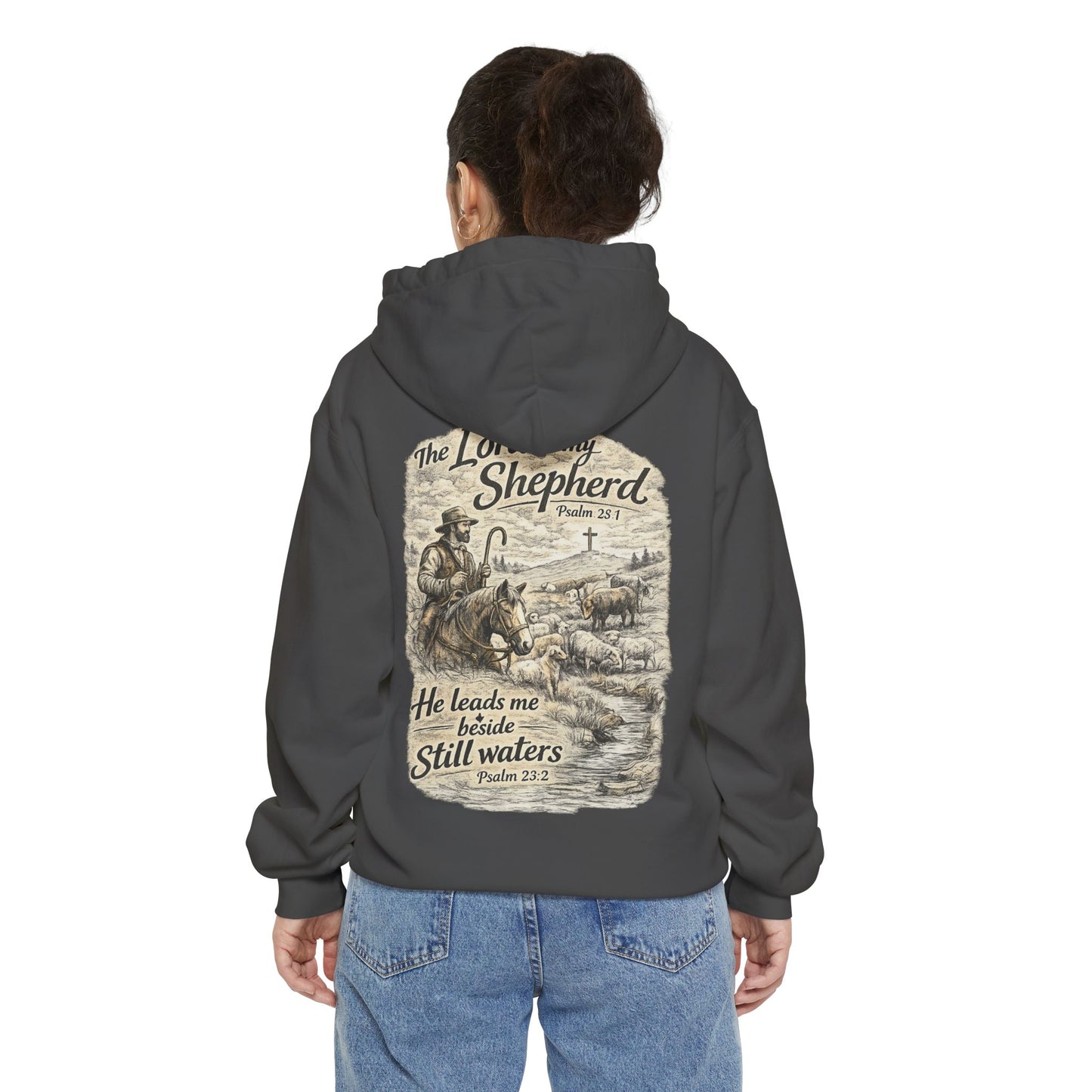 Christian Hoodie — “The Lord Is My Shepherd” Psalm 23 Shepherd Design