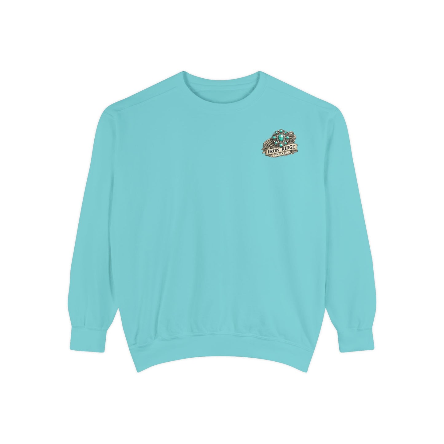 Turquoise Cowgirl Portrait Sweatshirt — Western Turquoise Necklace Graphic