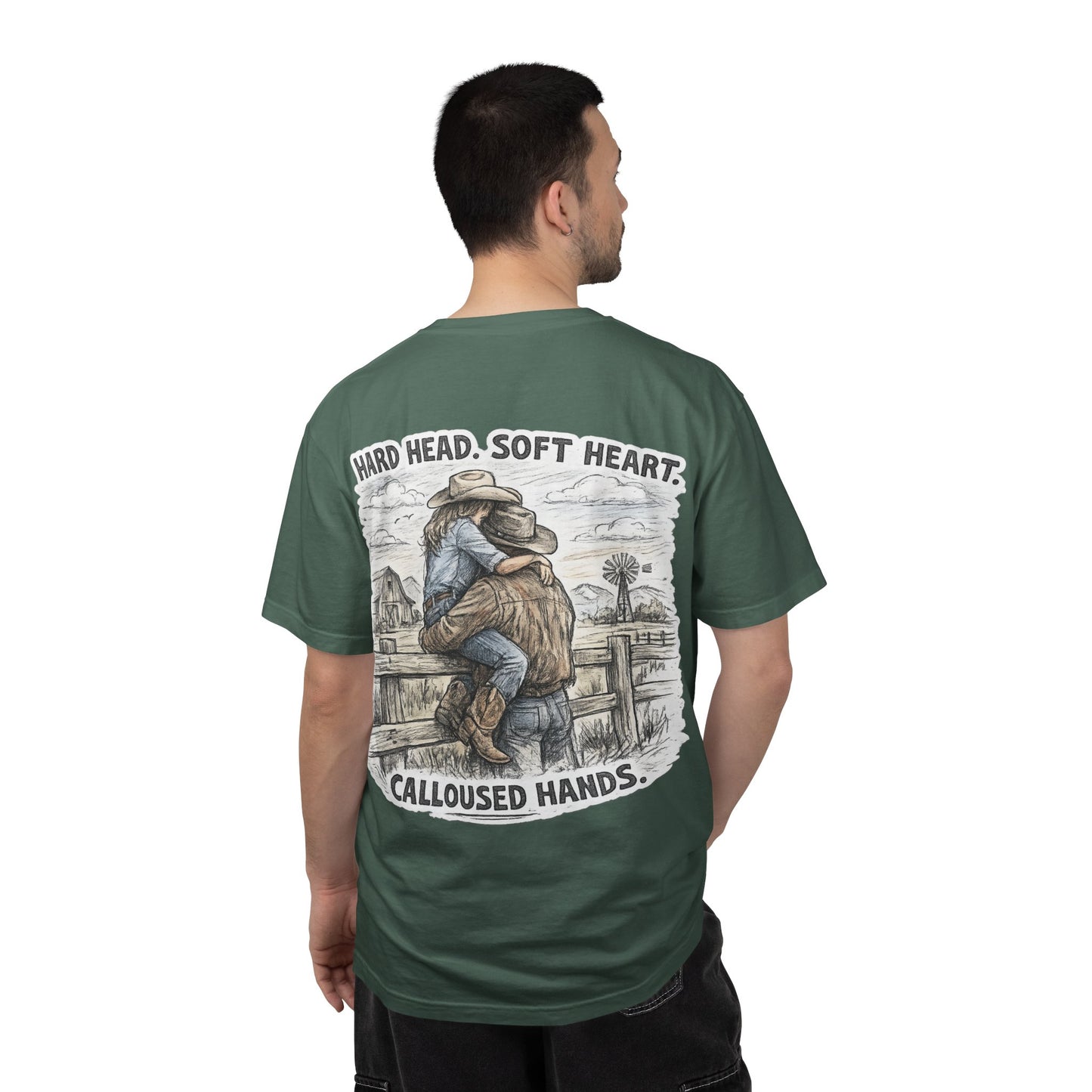 Cowboy Spouse T-Shirt — "Hard Head. Soft Heart. Calloused Hands." Rustic Western Tee