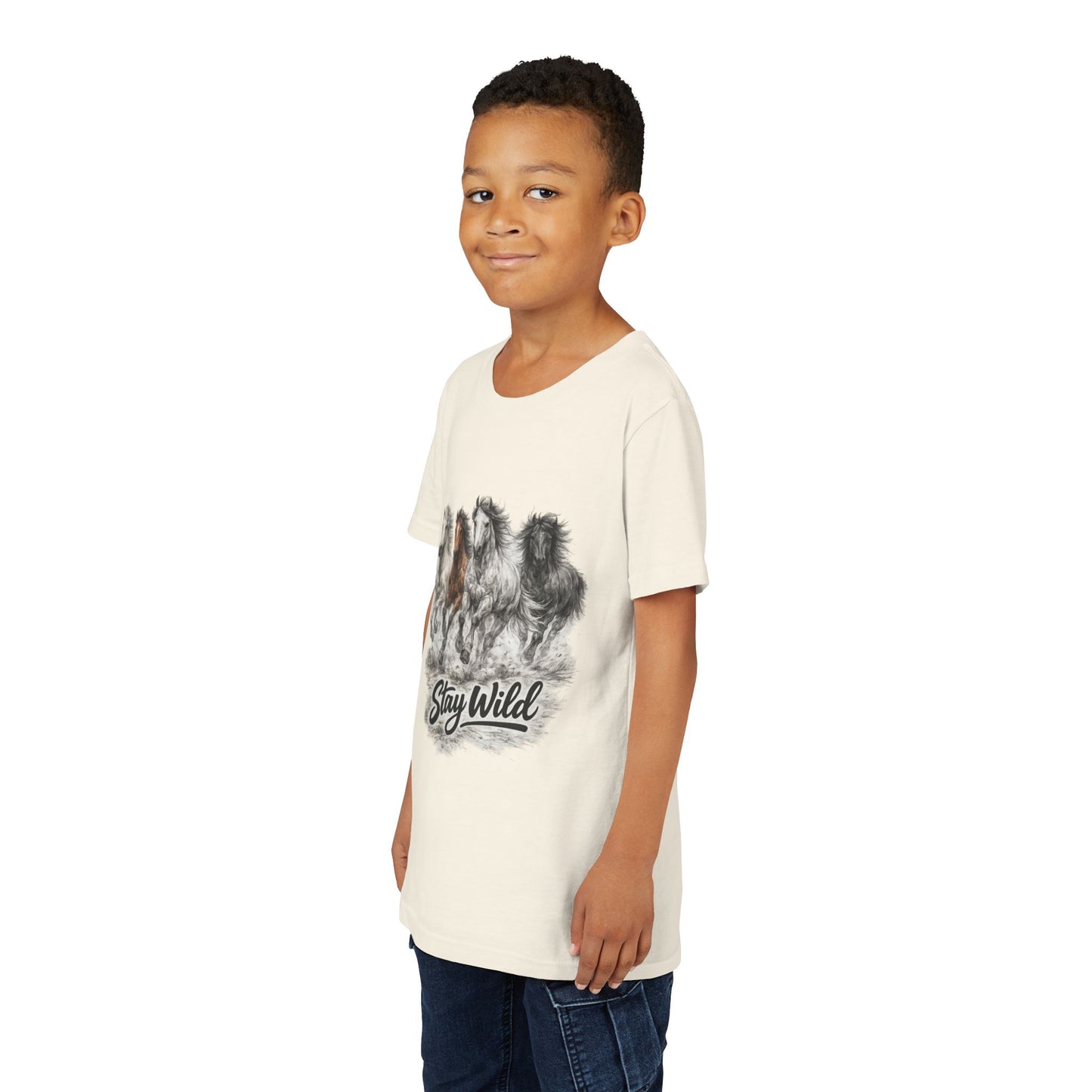 Youth Tee — 'Stay Wild' Galloping Horses Graphic Shirt