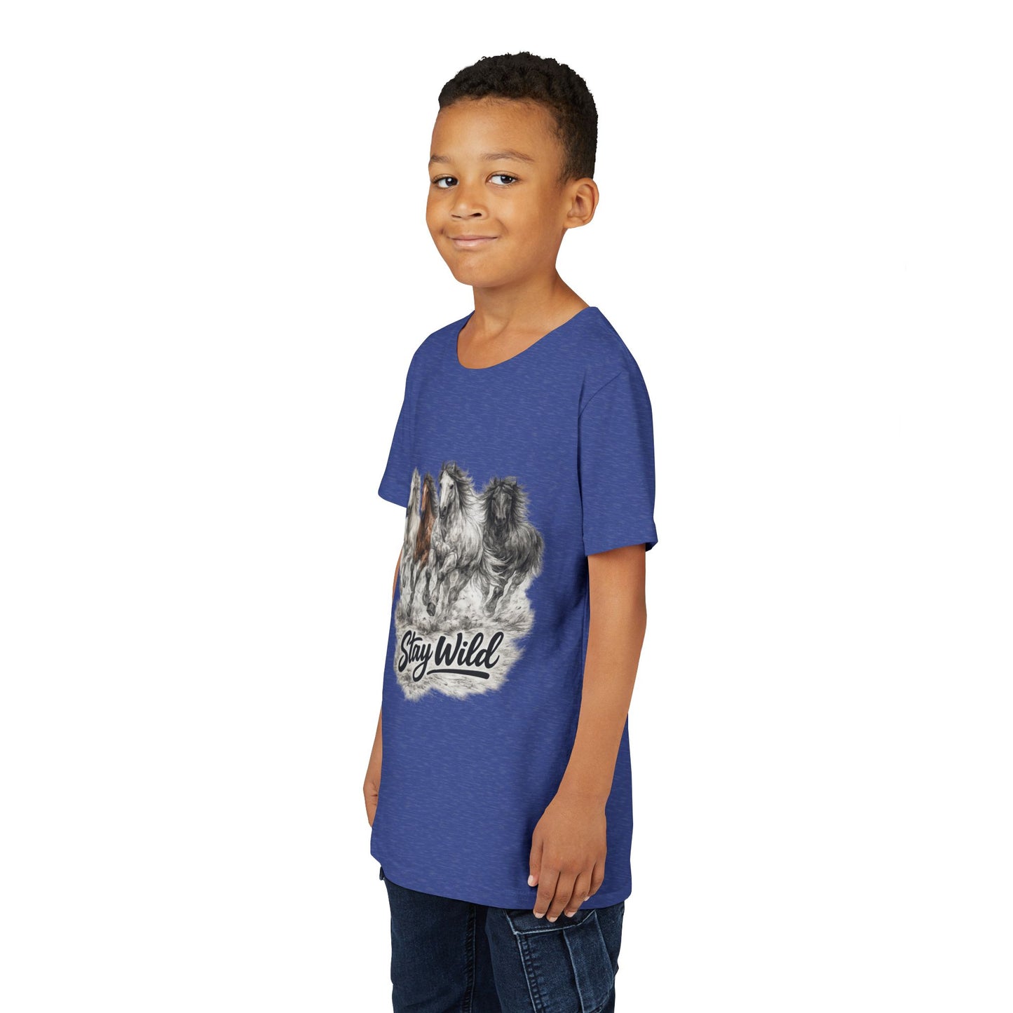 Youth Tee — 'Stay Wild' Galloping Horses Graphic Shirt