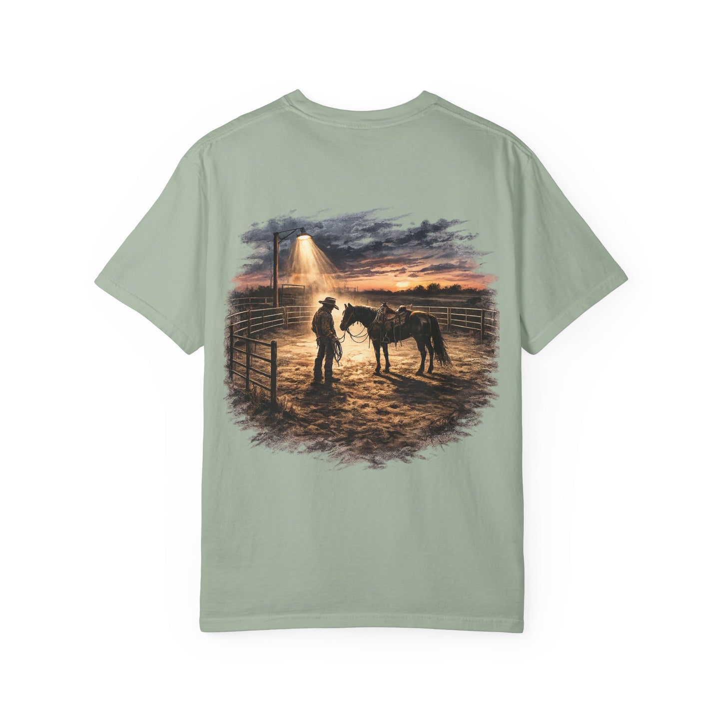 Cowboy Sunset Tee — Cowboy and Horse Graphic T-Shirt