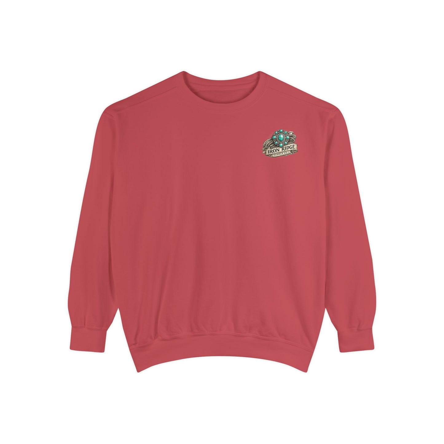 Turquoise Cowgirl Portrait Sweatshirt — Western Turquoise Necklace Graphic