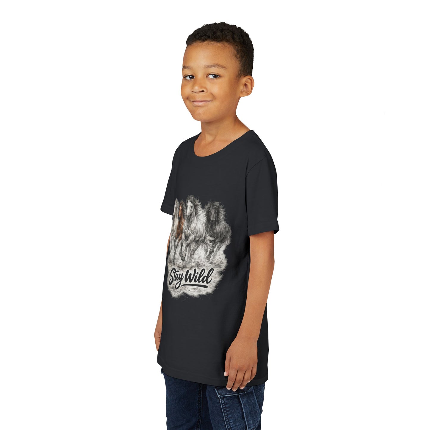 Youth Tee — 'Stay Wild' Galloping Horses Graphic Shirt