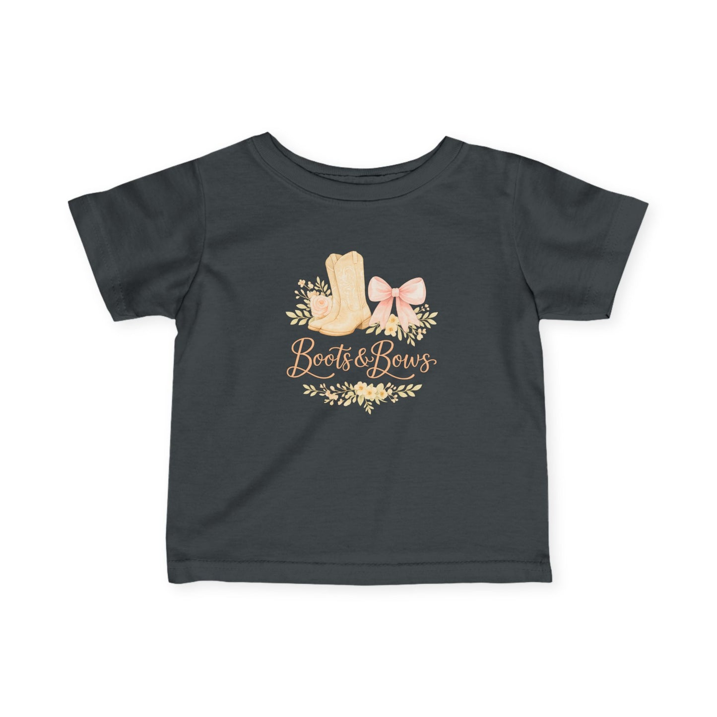 Baby Tee — “Boots & Bows” Western Baby Girl Shirt