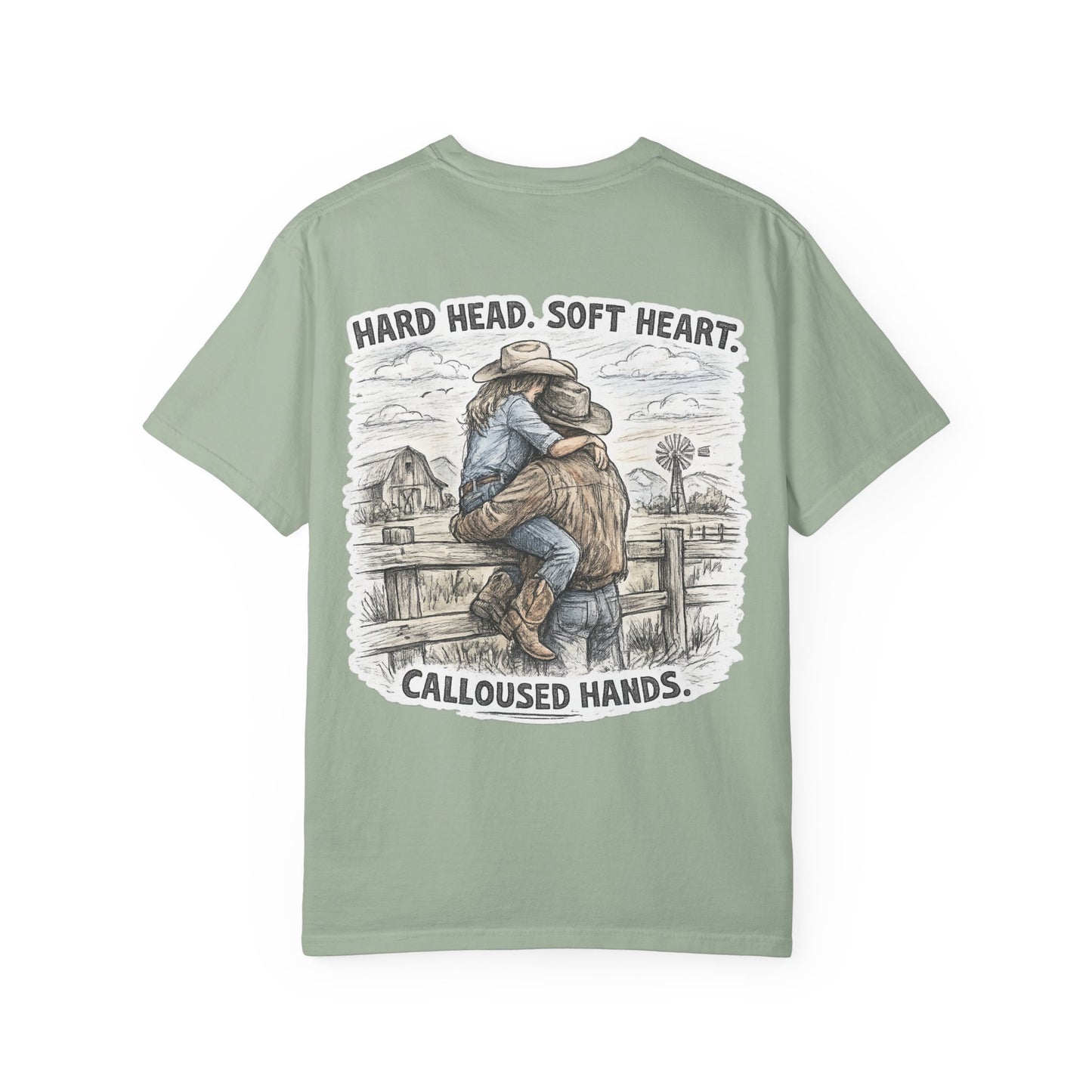 Cowboy Spouse T-Shirt — "Hard Head. Soft Heart. Calloused Hands." Rustic Western Tee