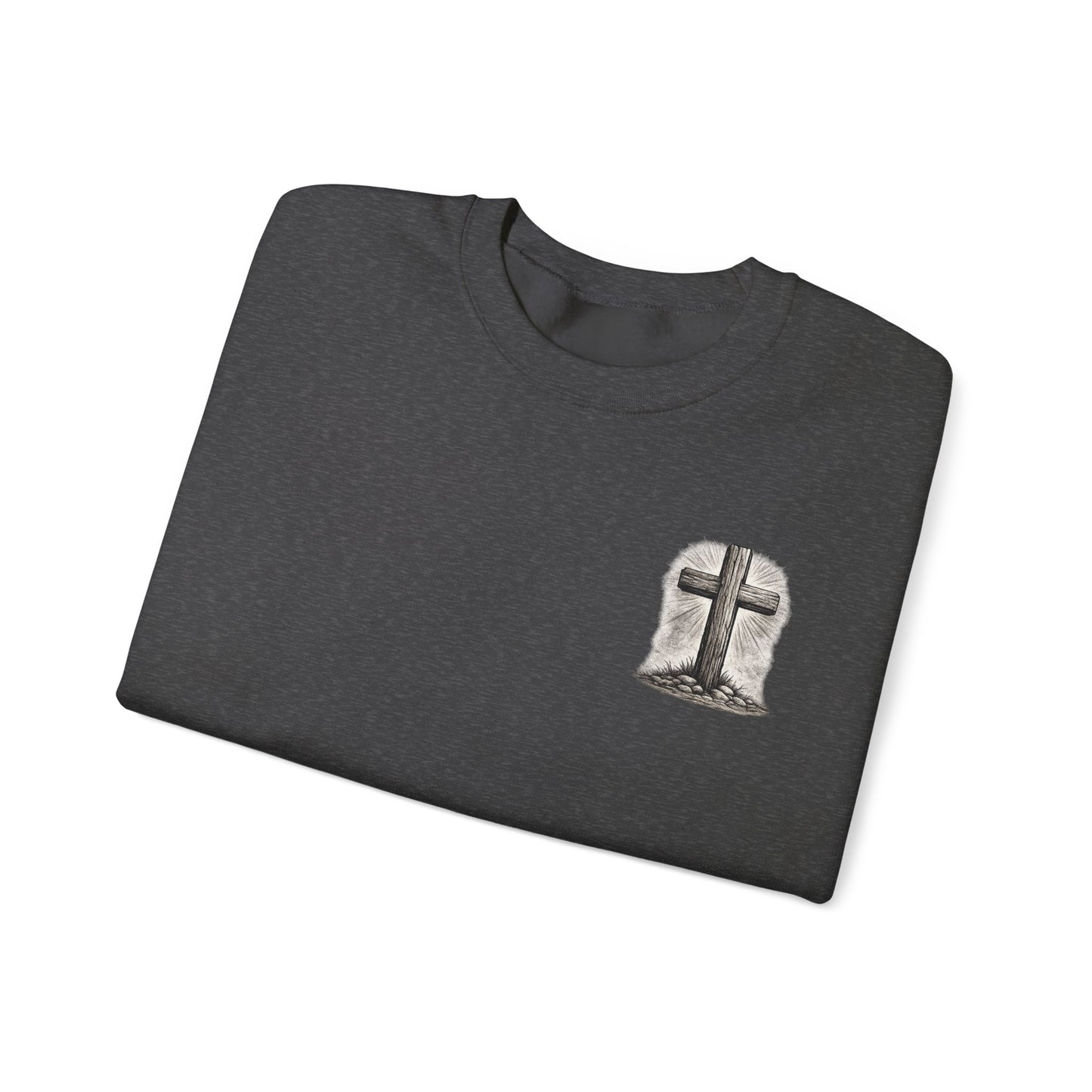 Christian Faith Sweatshirt — "Walk By Faith" Cross Crewneck (2 Corinthians 5:7)