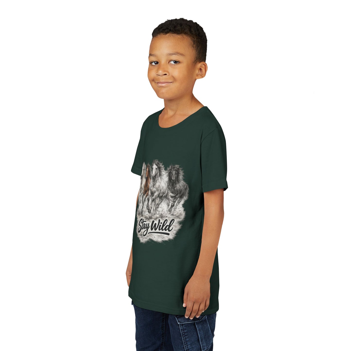 Youth Tee — 'Stay Wild' Galloping Horses Graphic Shirt