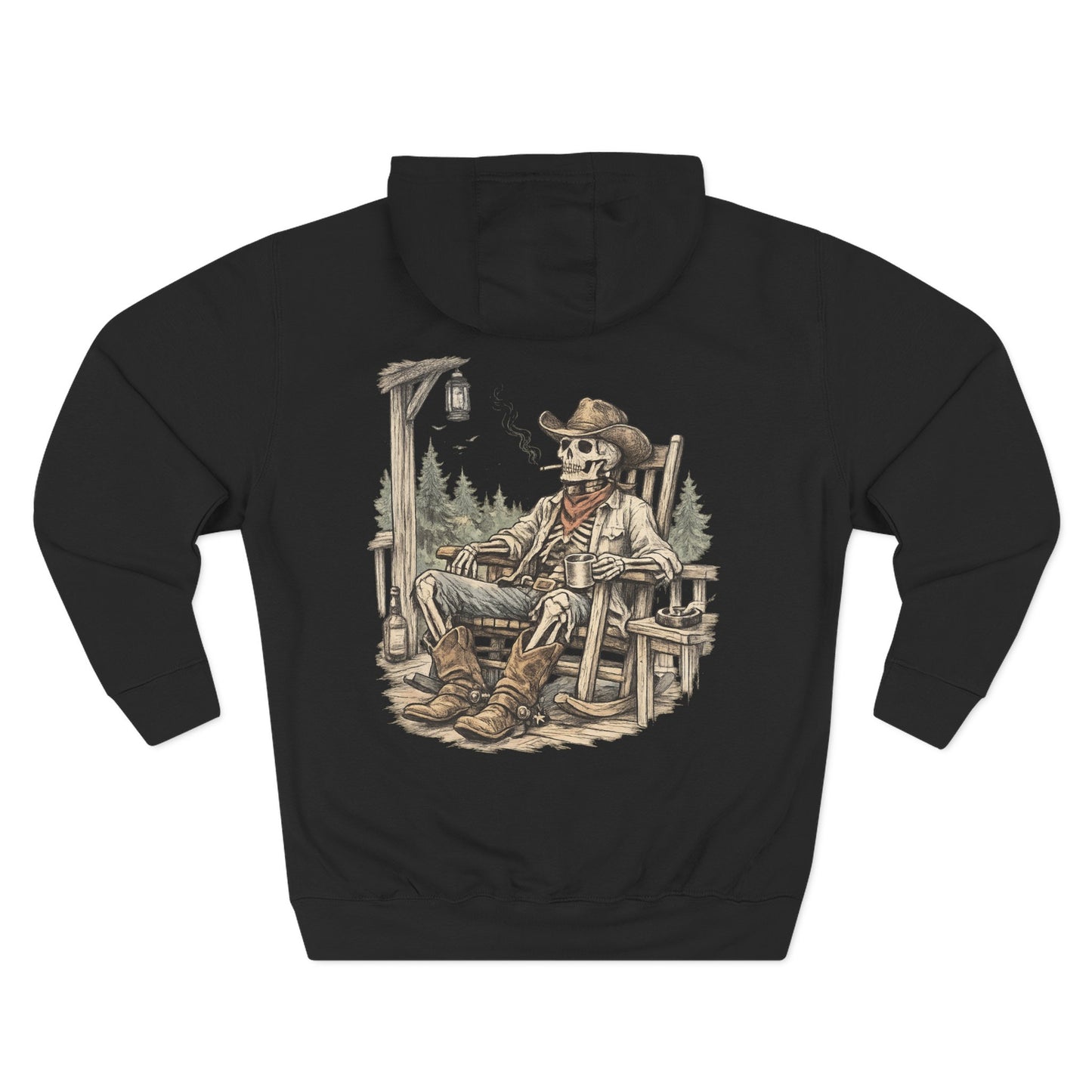 Skeleton Cowboy Hoodie — Lazy Bones Graphic Hoodie