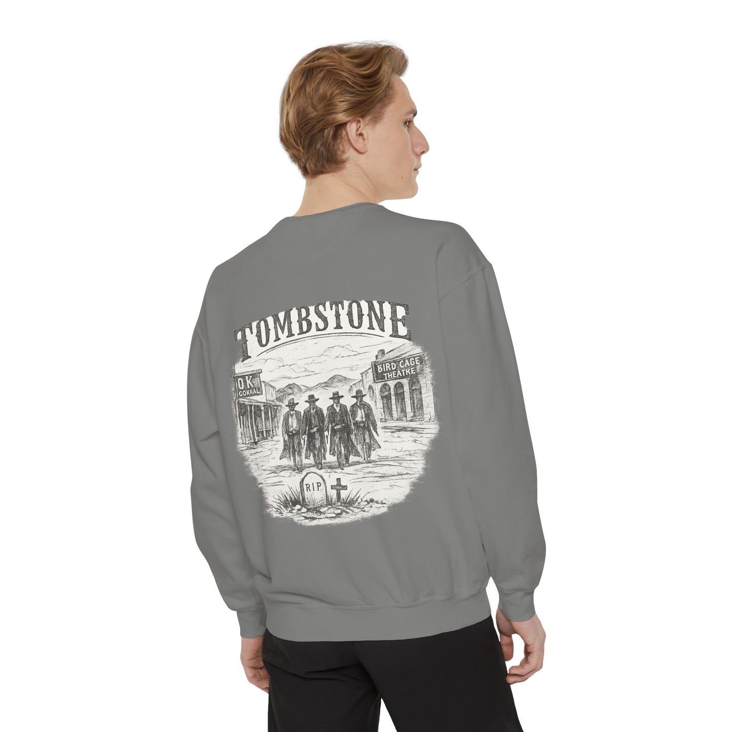 Tombstone Western Sweatshirt — Vintage Wild West Saloon Graphic