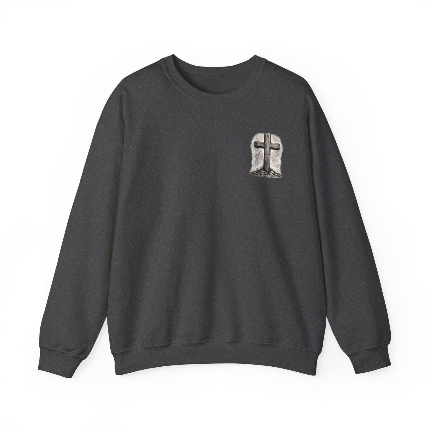 Christian Faith Sweatshirt — "Walk By Faith" Cross Crewneck (2 Corinthians 5:7)