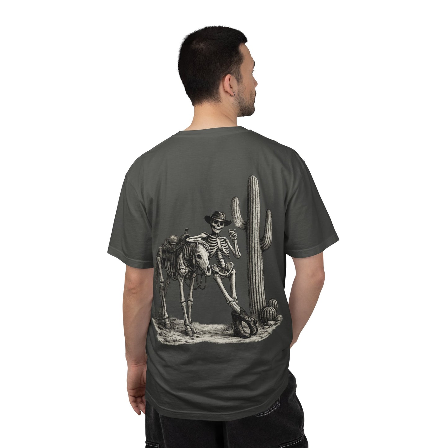 Skeleton Cowboy T‑Shirt — Vintage Western Desert Illustration