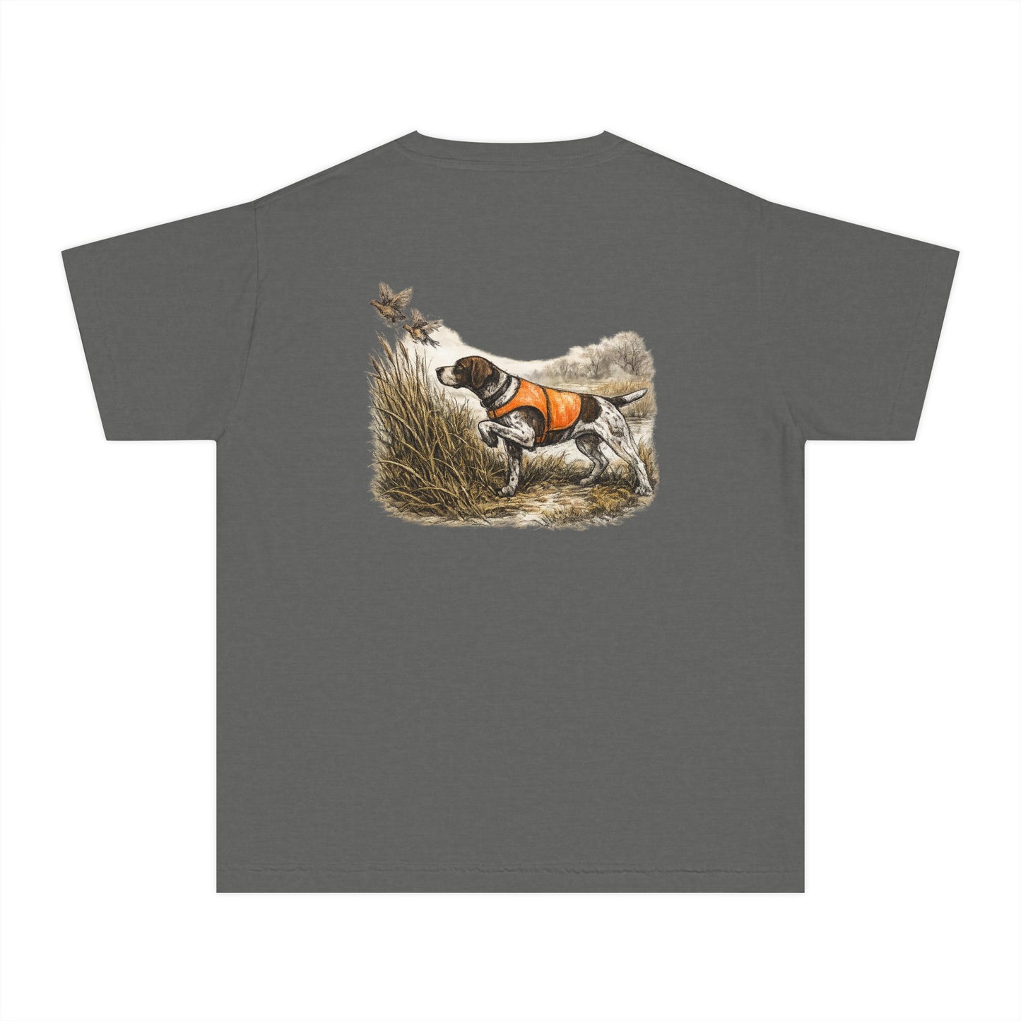 Youth Hunting Dog Tee — Pointing Puppy Graphic Youth T‑Shirt