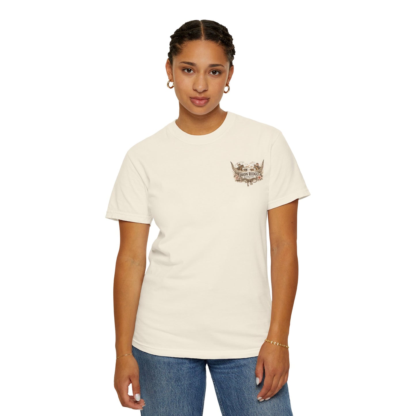 Western Steer Skull T-Shirt — Rodeo Cowboy Floral Graphic