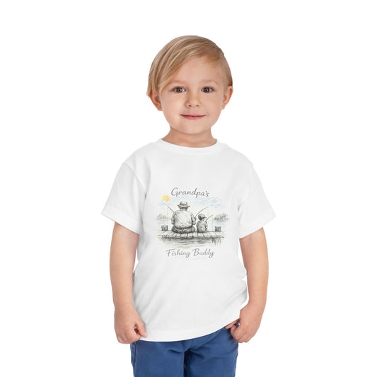 Toddler Tee — "Grandpa's Fishing Buddy" Cute Fishing Grandpa & Child Illustration