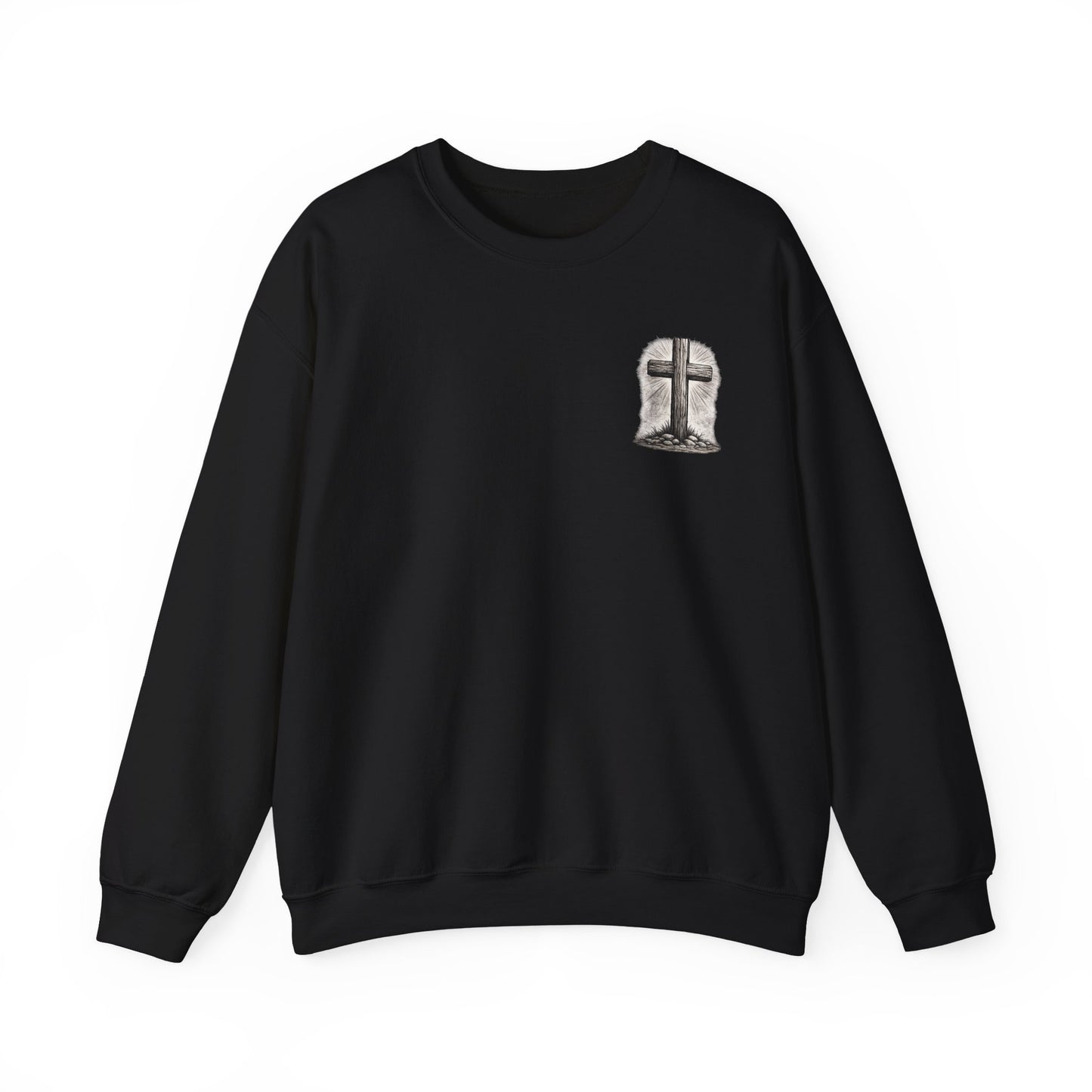 Christian Faith Sweatshirt — "Walk By Faith" Cross Crewneck (2 Corinthians 5:7)