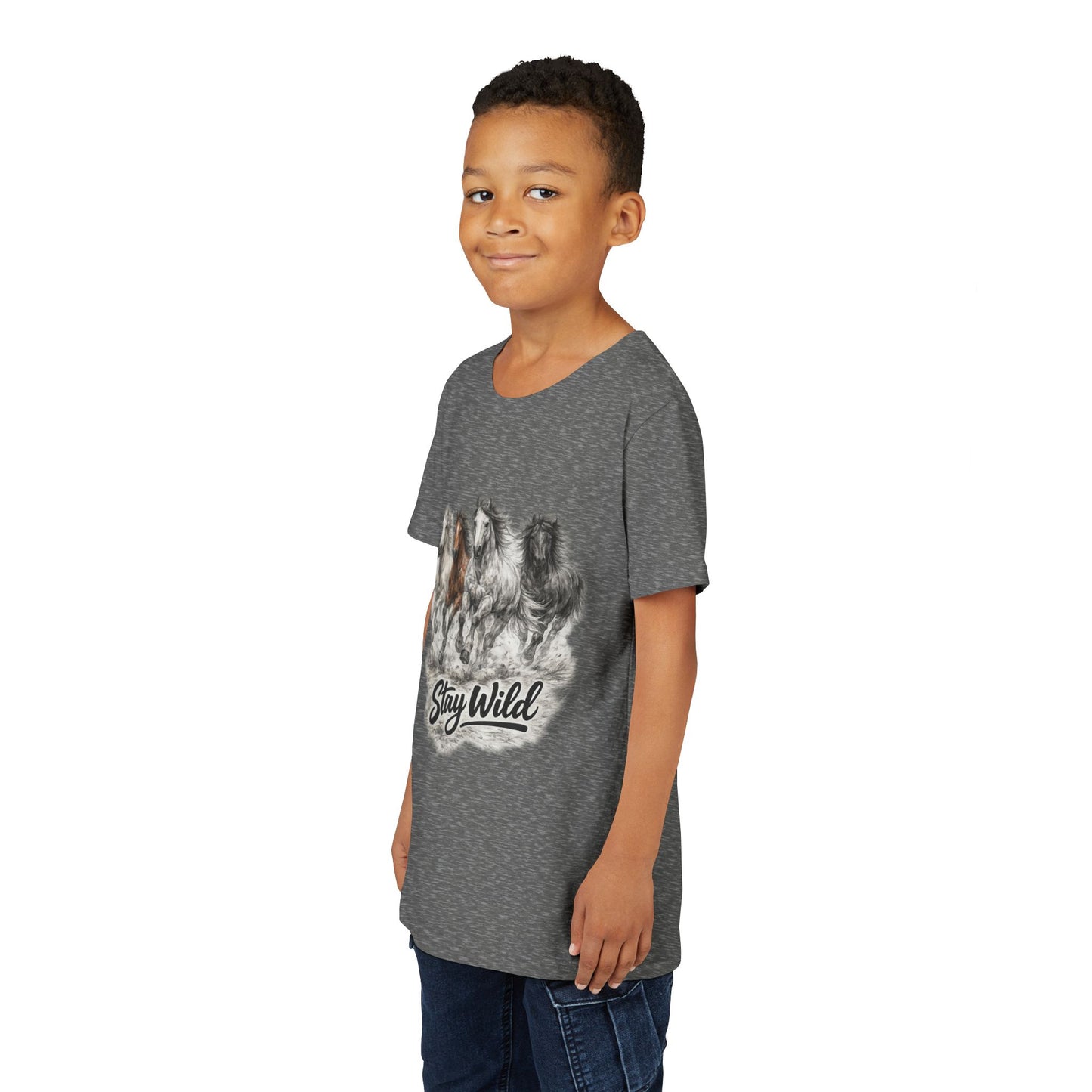 Youth Tee — 'Stay Wild' Galloping Horses Graphic Shirt