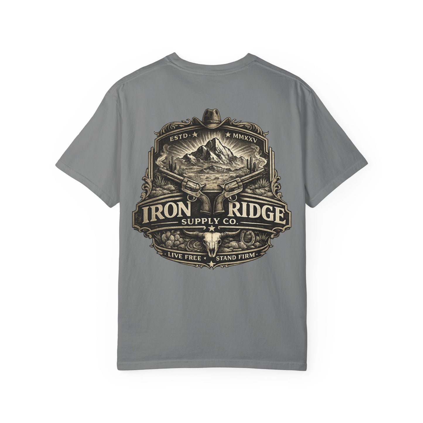 Iron Ridge Supply Co. Graphic T-Shirt — Vintage Mountain Ranch Tee