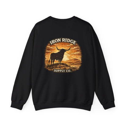 Sweatshirt — Iron Ridge Supply Co. Longhorn Crewneck (Western Sunset)