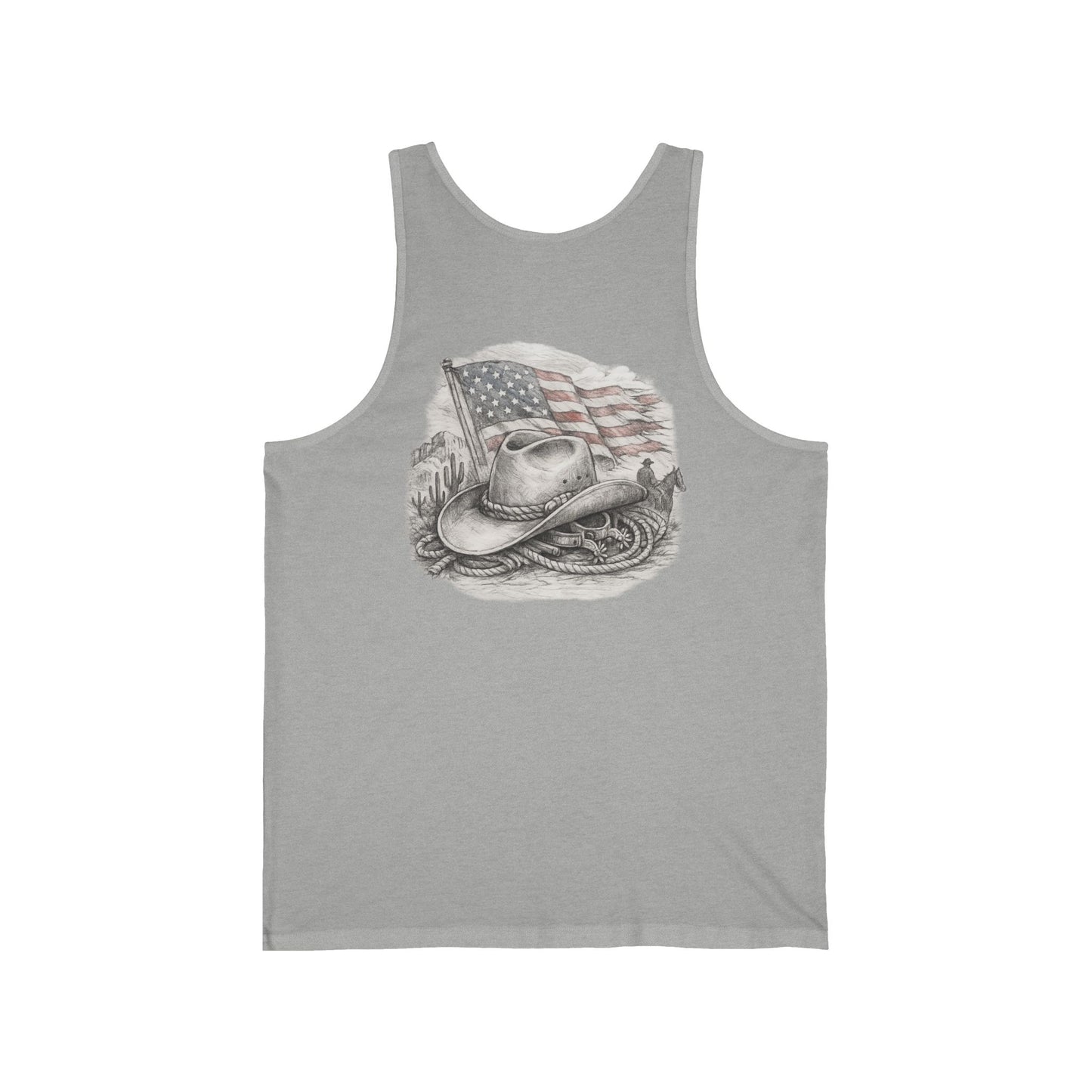 American Cowboy Tank Top — Vintage Flag & Hat Patriotic Western Tank