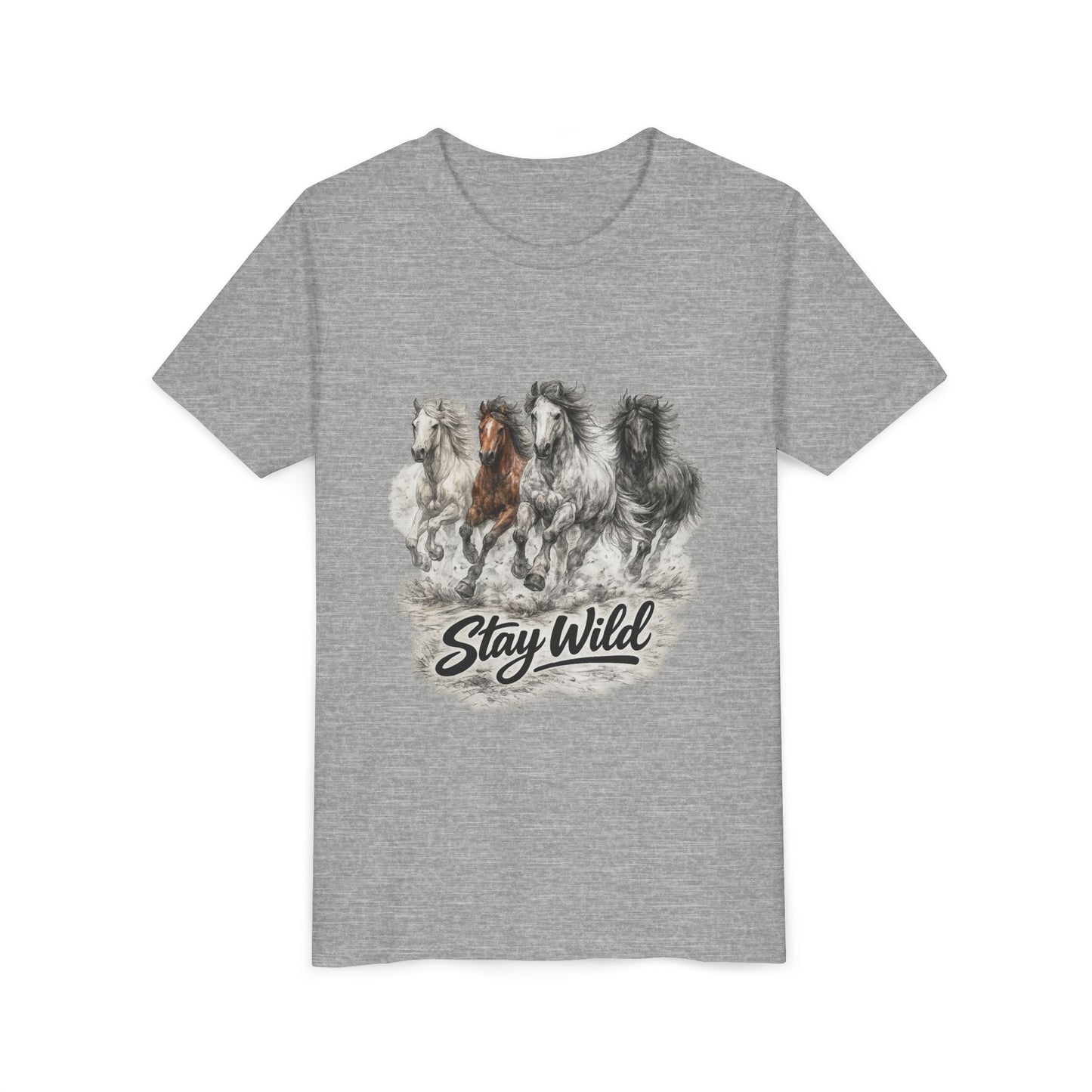 Youth Tee — 'Stay Wild' Galloping Horses Graphic Shirt